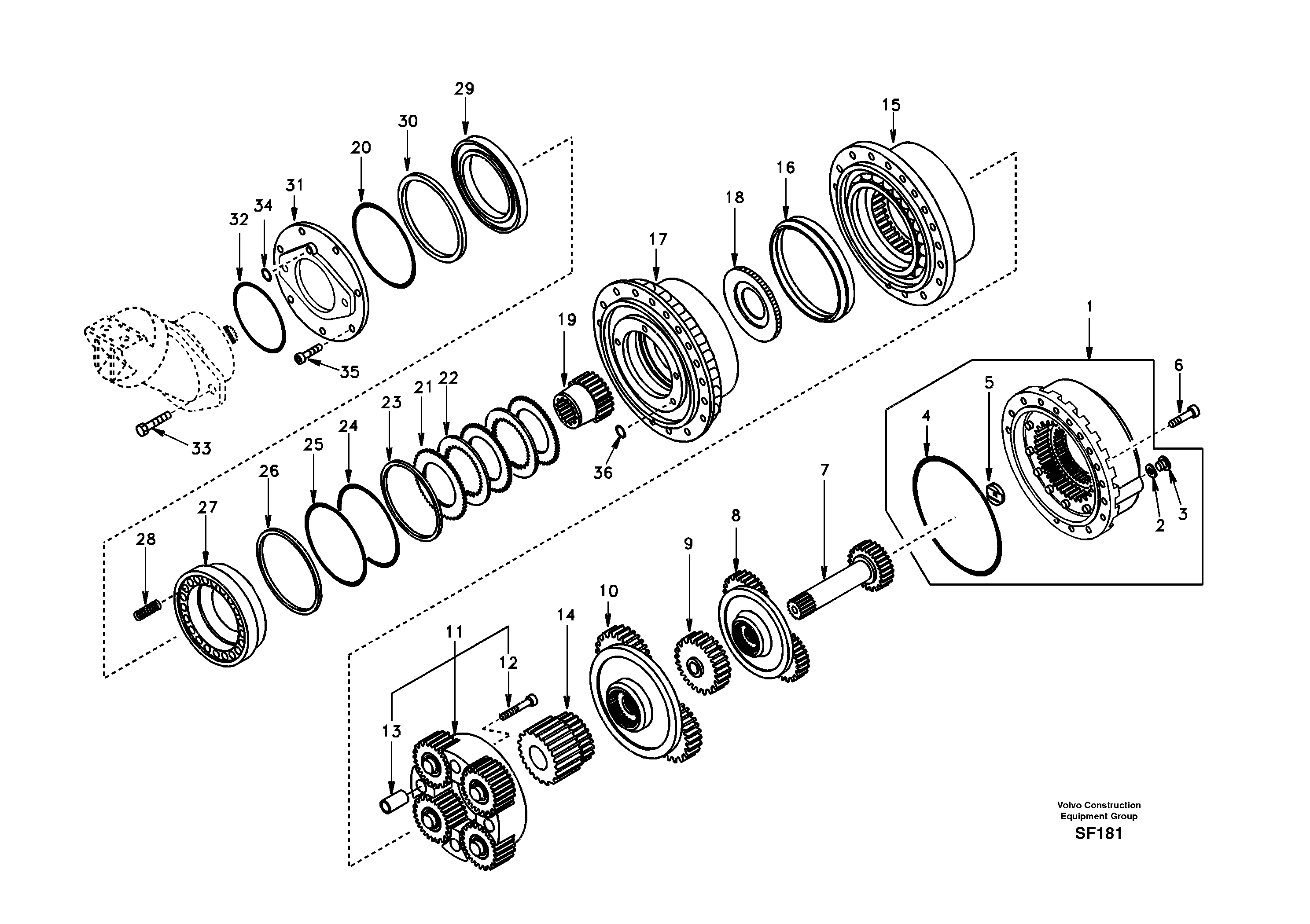 Схема запчастей Volvo EC460 - 66088 Travel gearbox 