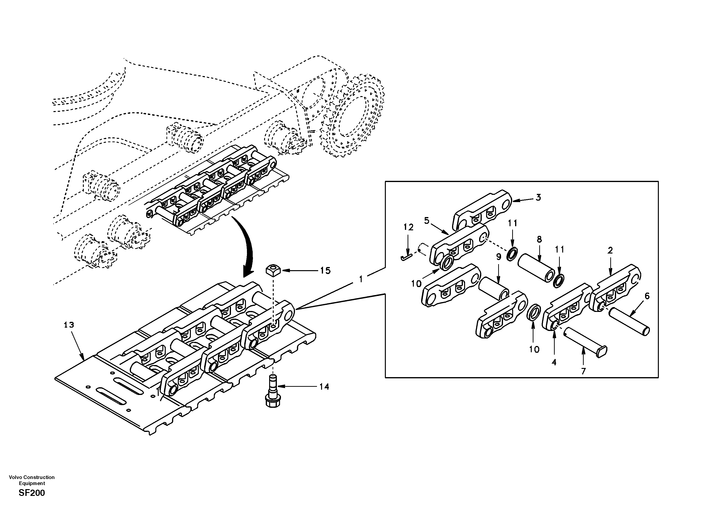 Схема запчастей Volvo EC460 - 29796 Undercarriage, track with shoes 