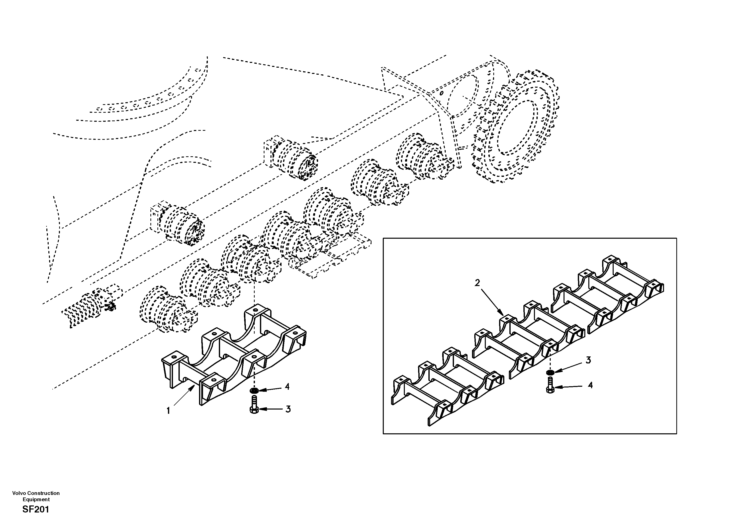 Схема запчастей Volvo EC460 - 32171 Undercarriage, track guards 