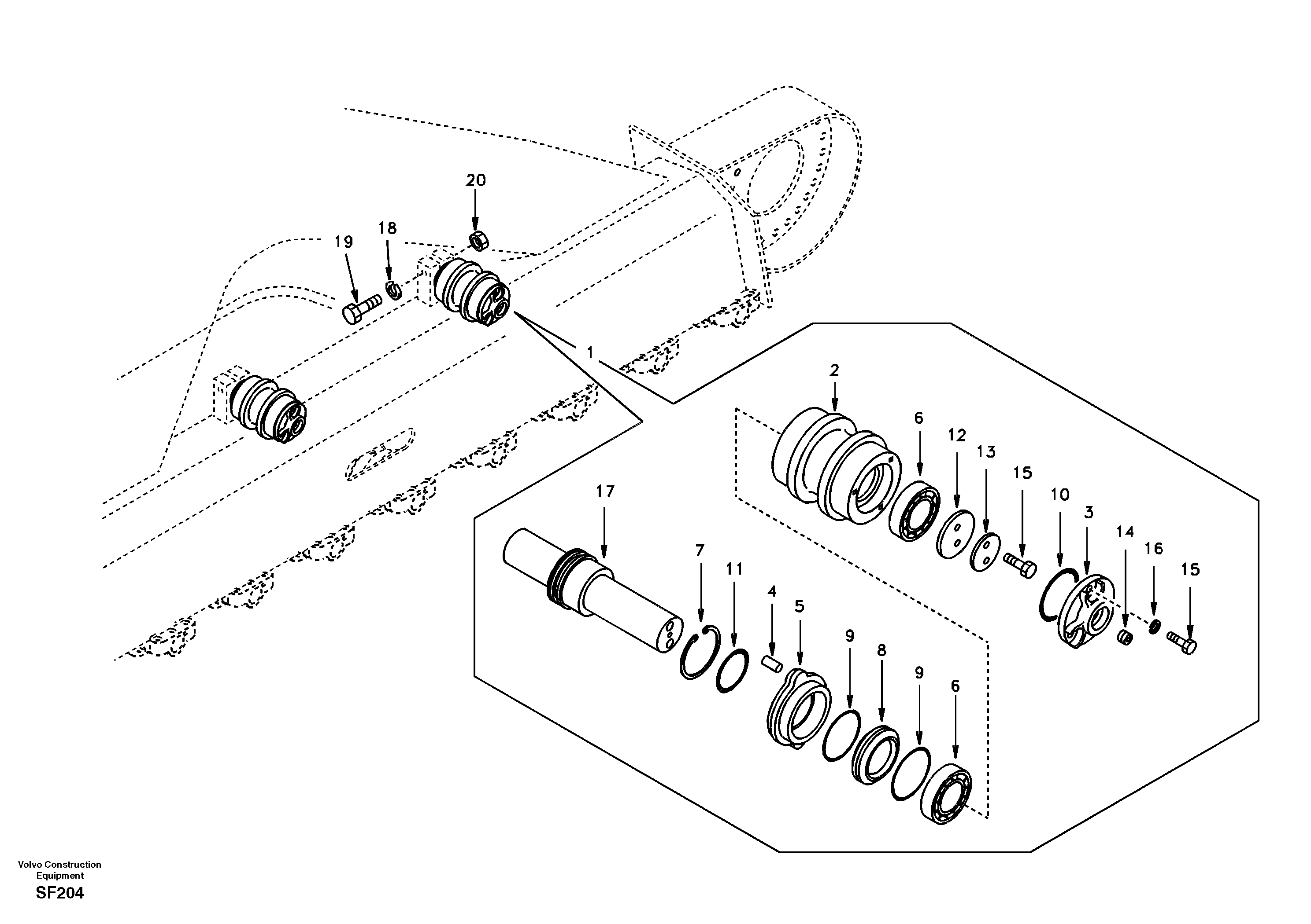 Схема запчастей Volvo EC460 - 44721 Top roller 