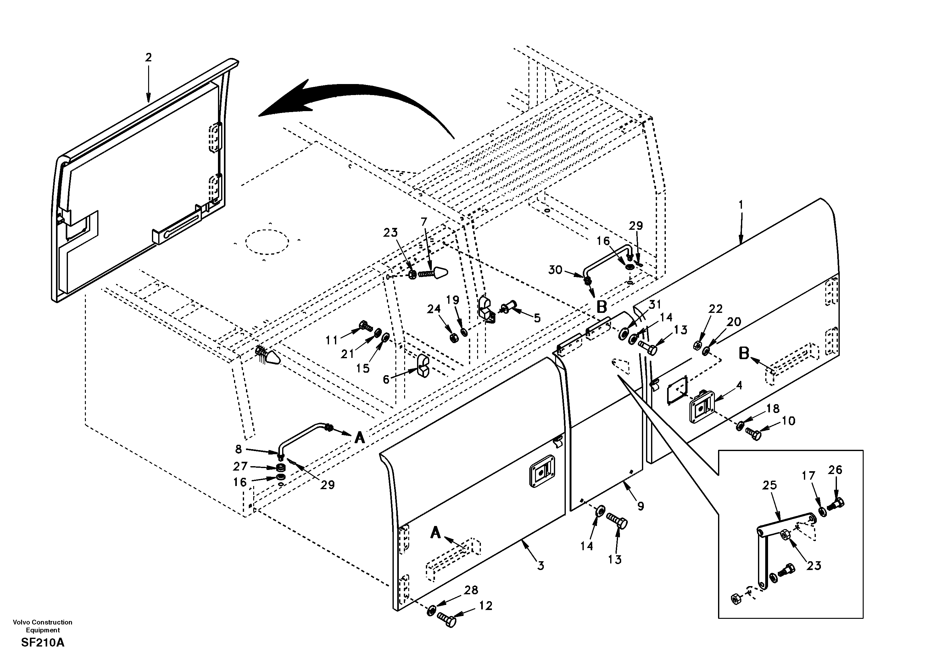 Схема запчастей Volvo EC460 - 32174 Door, side 