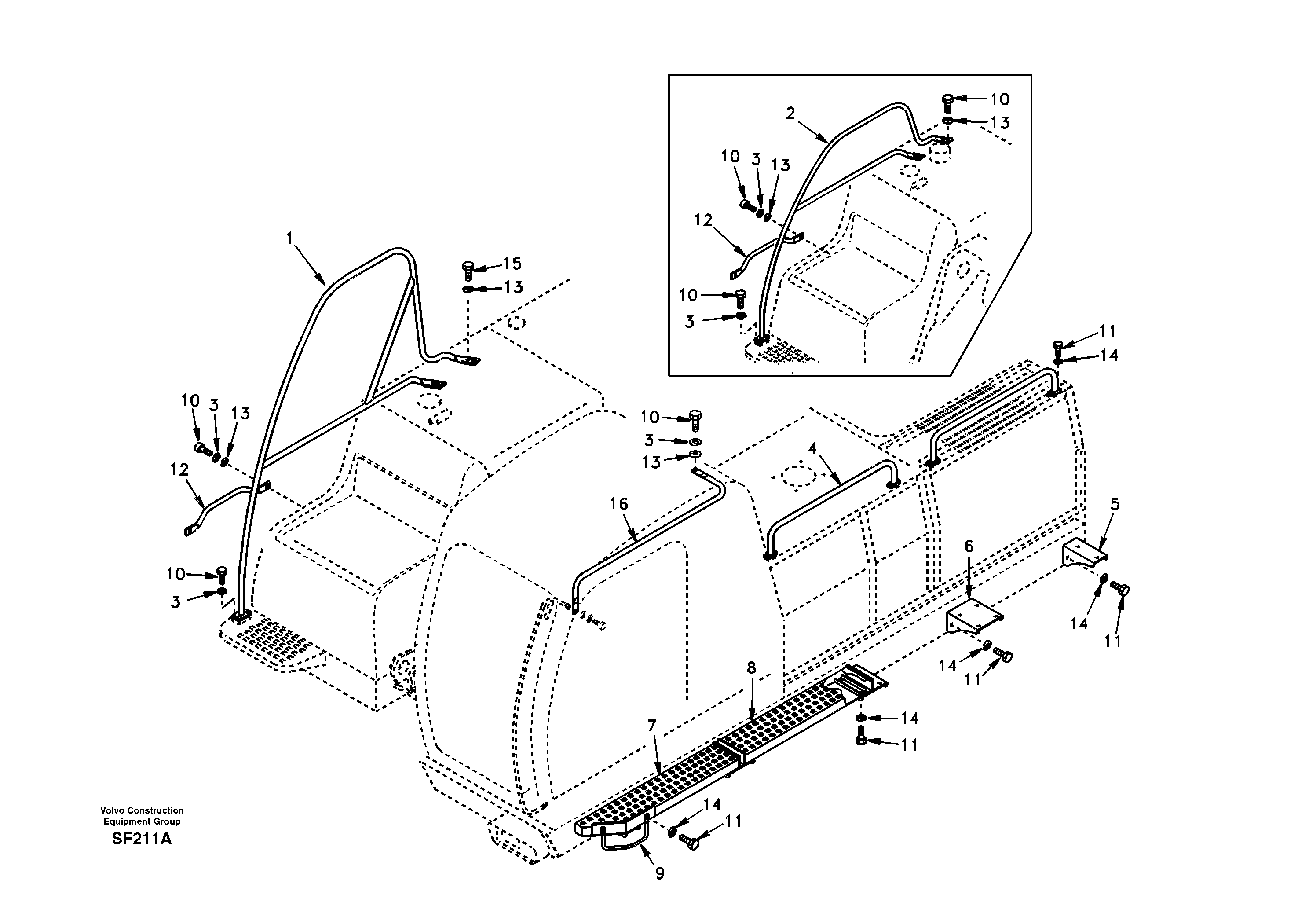 Схема запчастей Volvo EC460 - 32175 Перила 