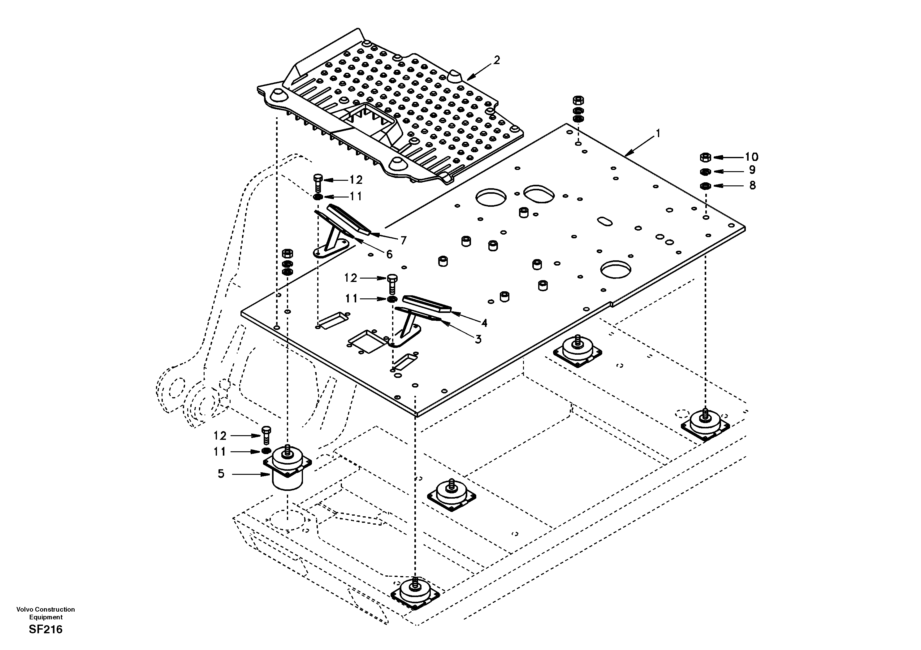 Схема запчастей Volvo EC460 - 101584 Cabin floor 