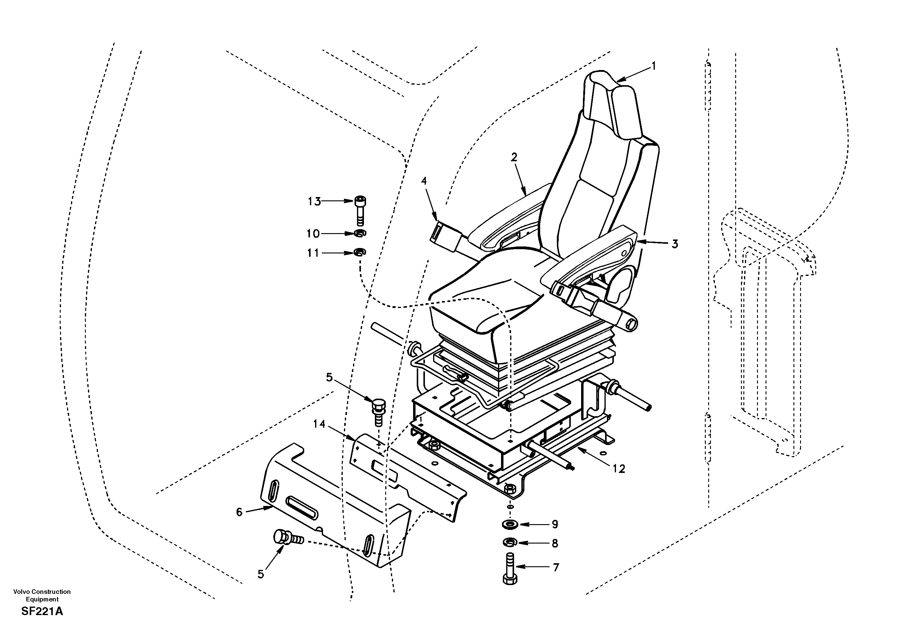 Схема запчастей Volvo EC460 - 13192 Operator seat with fitting parts 