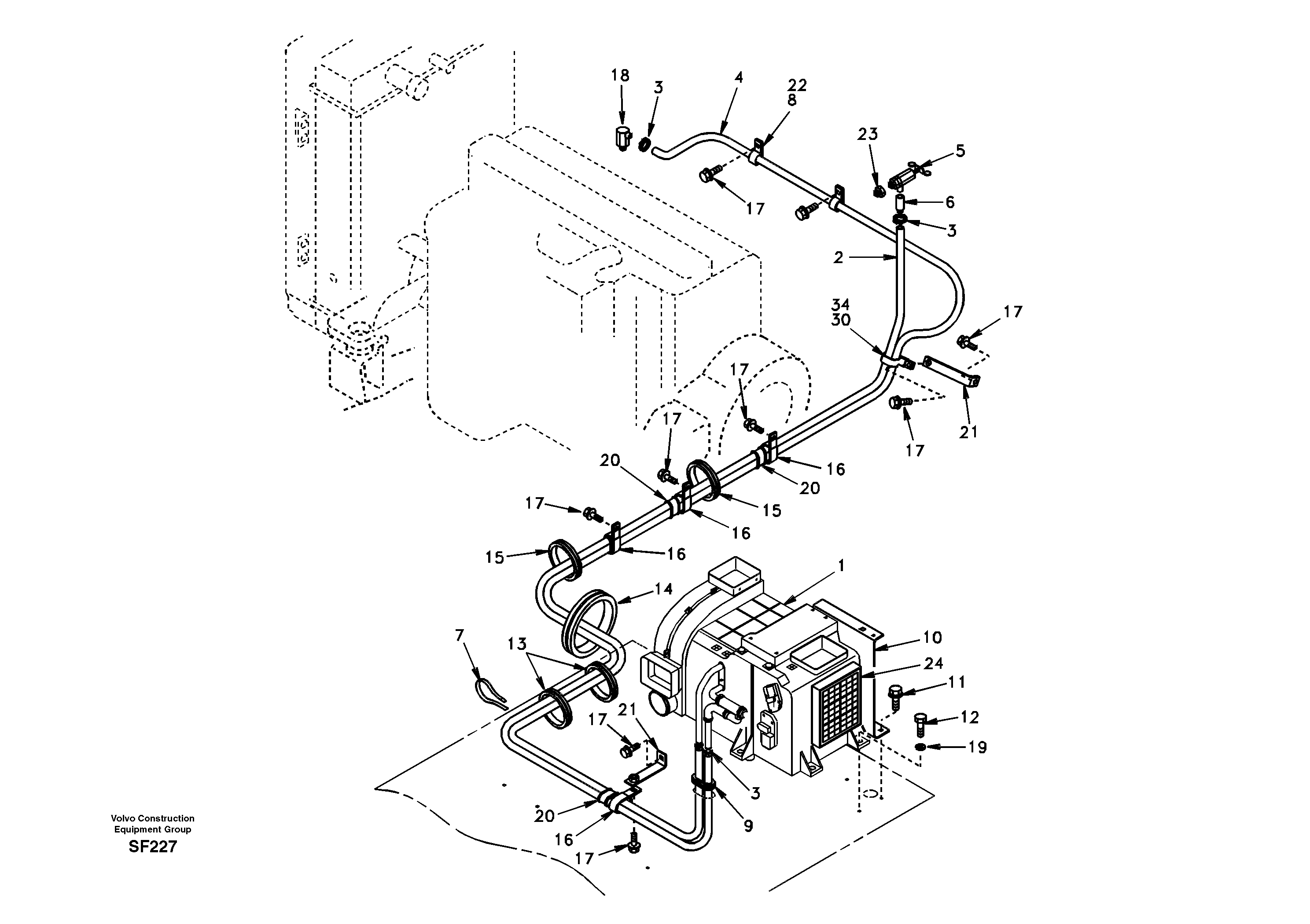 Схема запчастей Volvo EC460 - 39452 Heating line 