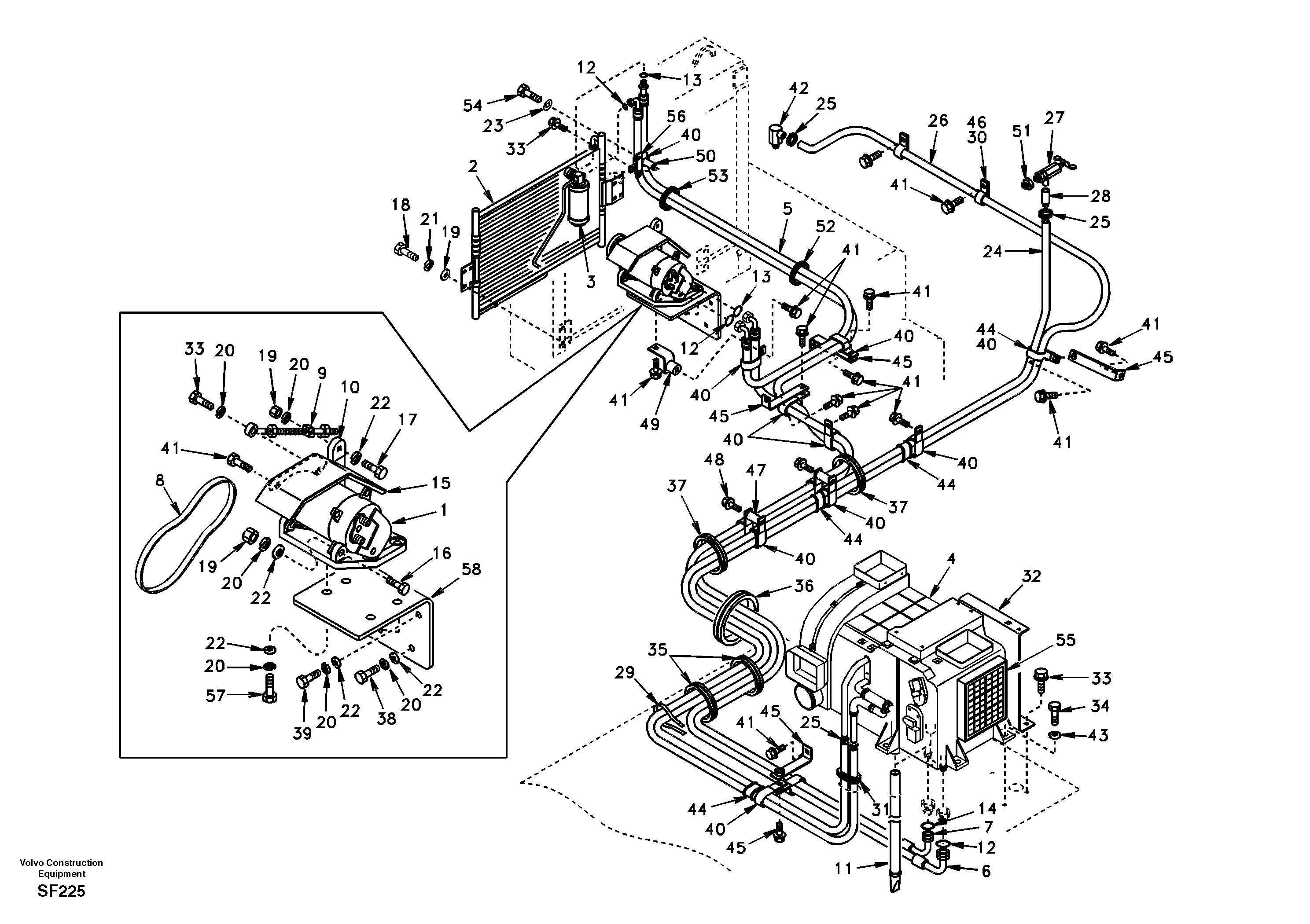 Схема запчастей Volvo EC460 - 55053 Air conditioning line, cooling and heater 