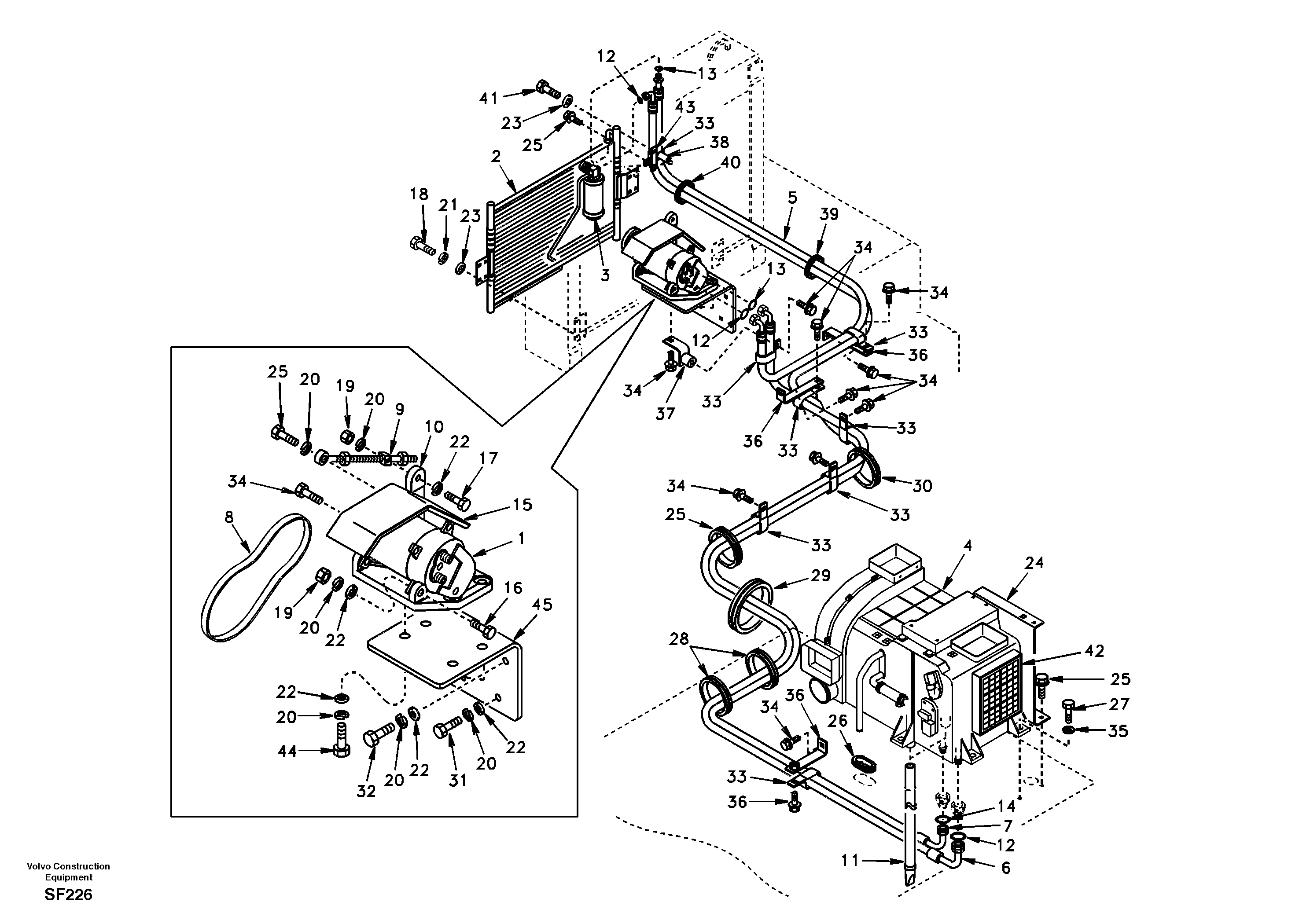 Схема запчастей Volvo EC460 - 55054 Air conditioning unit line 