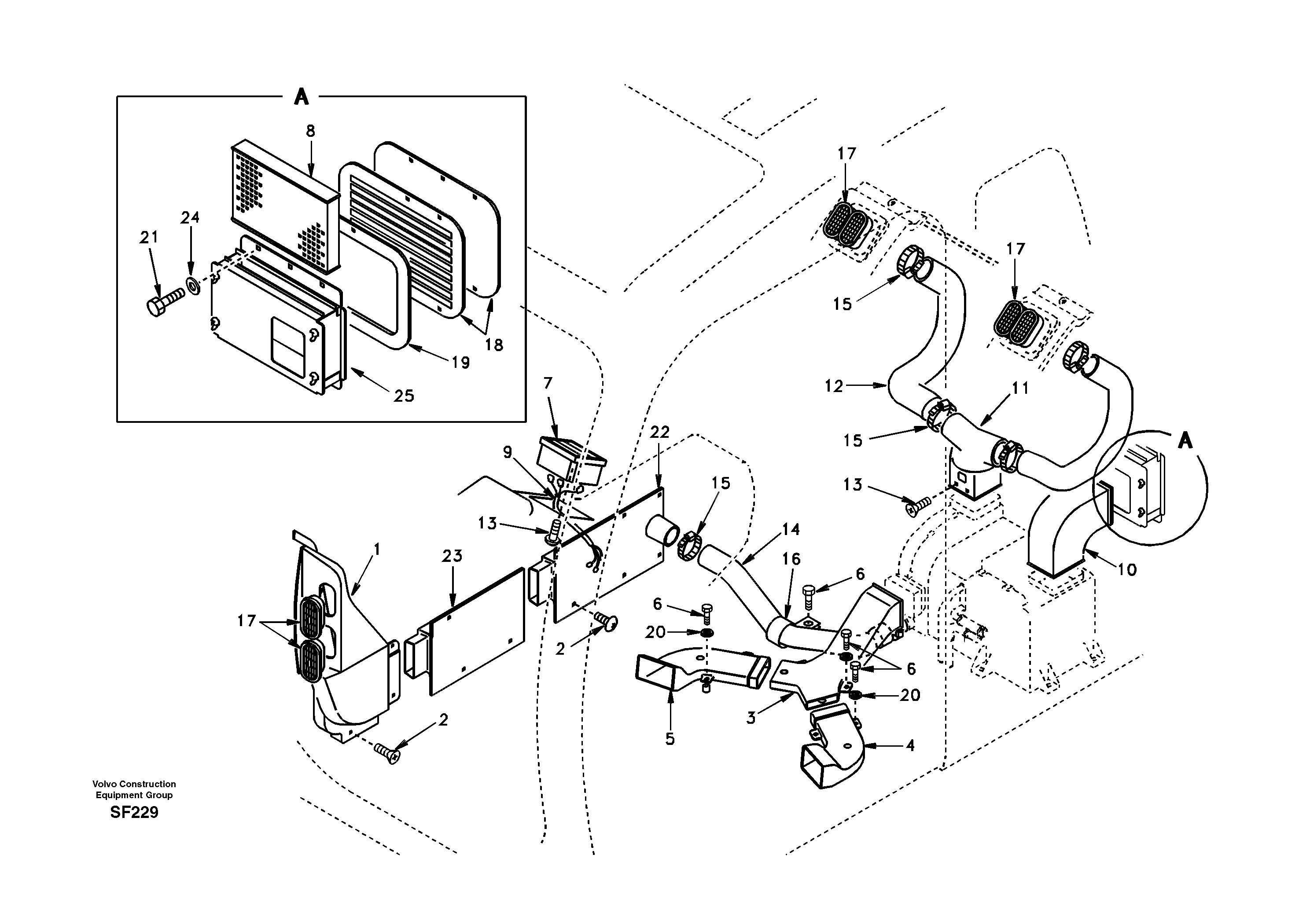 Схема запчастей Volvo EC460 - 46848 Air duct in cabin and cabin floor 