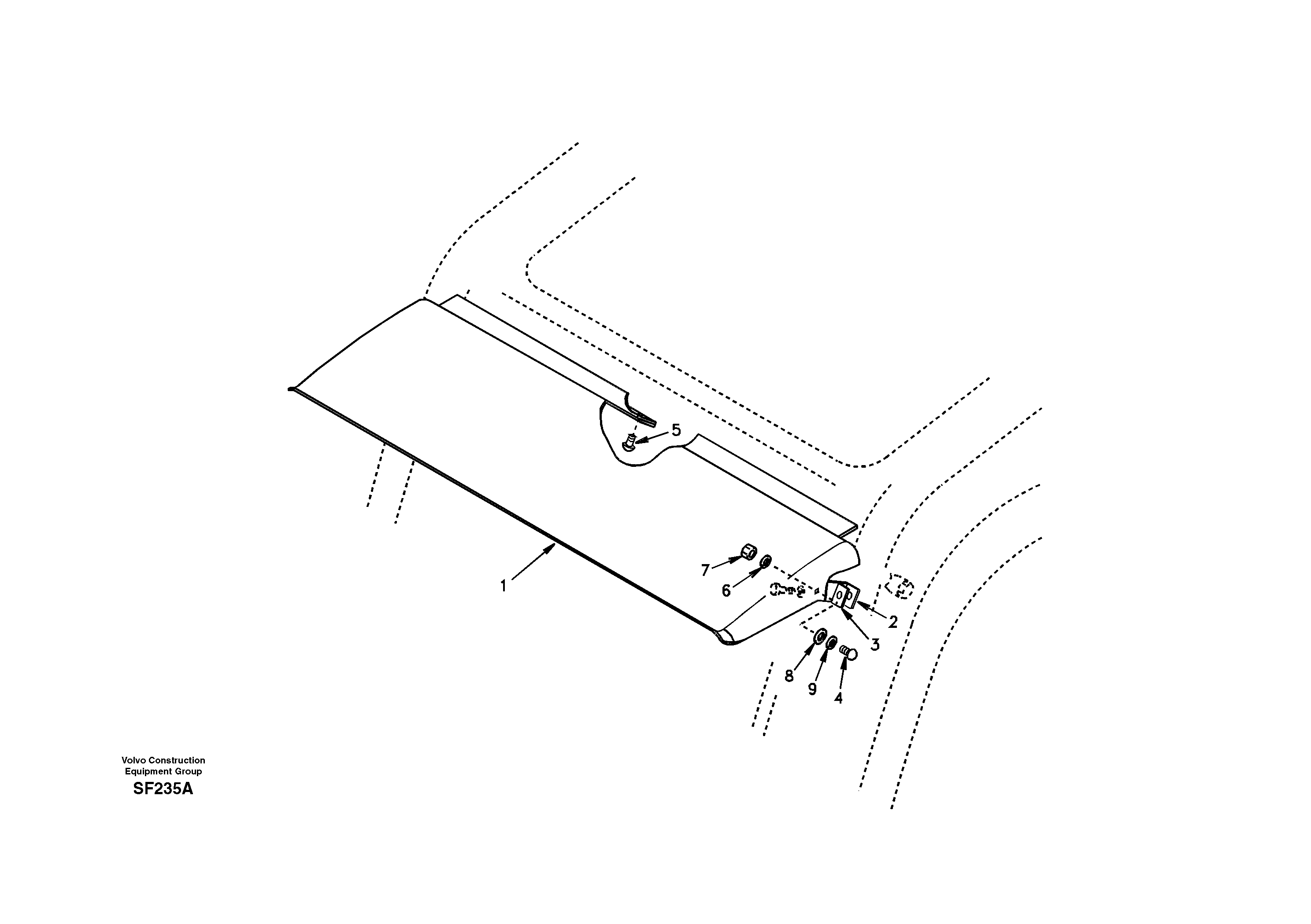 Схема запчастей Volvo EC460 - 39454 Rain visor, exterior equipment 