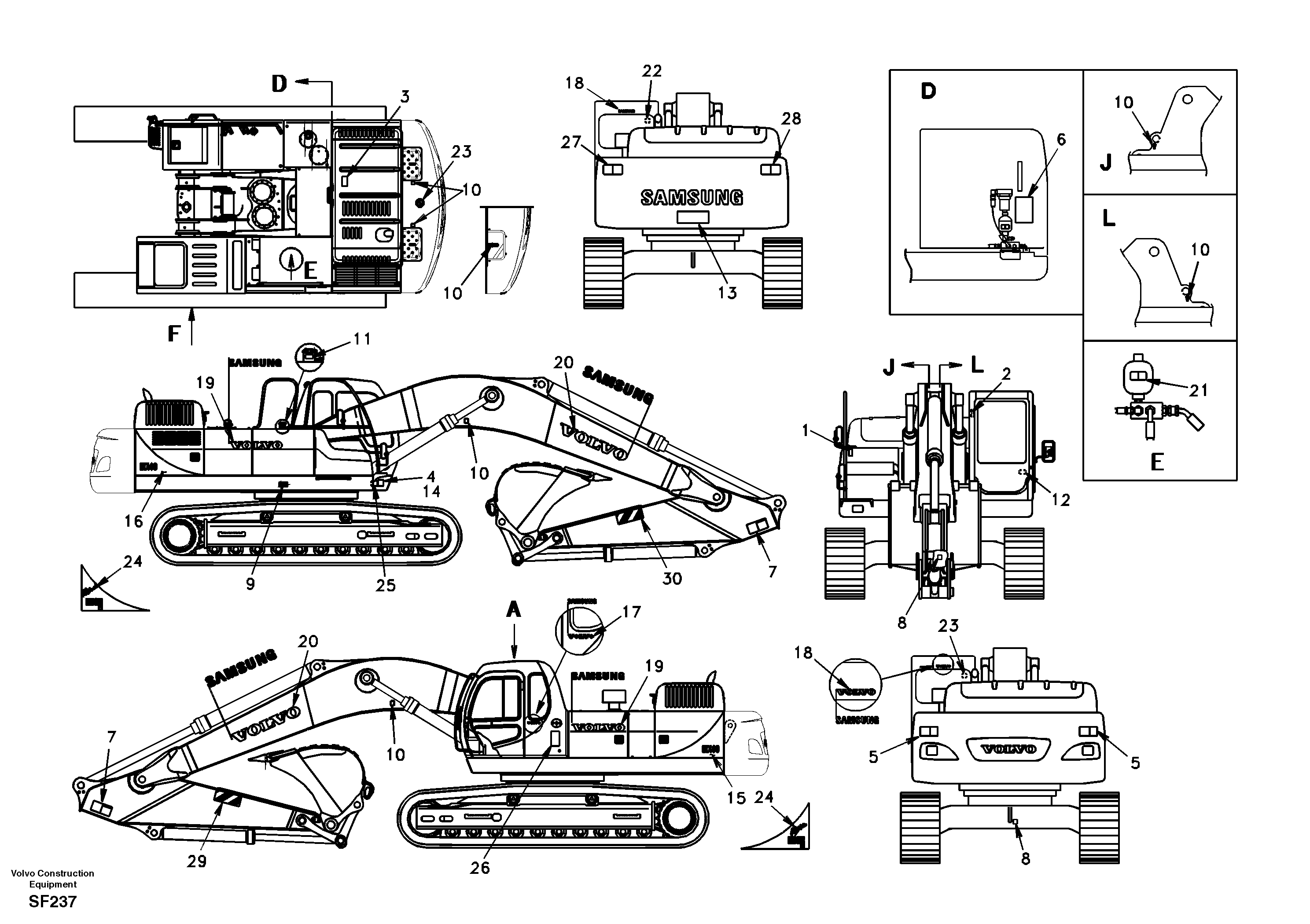 Схема запчастей Volvo EC460 - 34790 Decal, outer location 