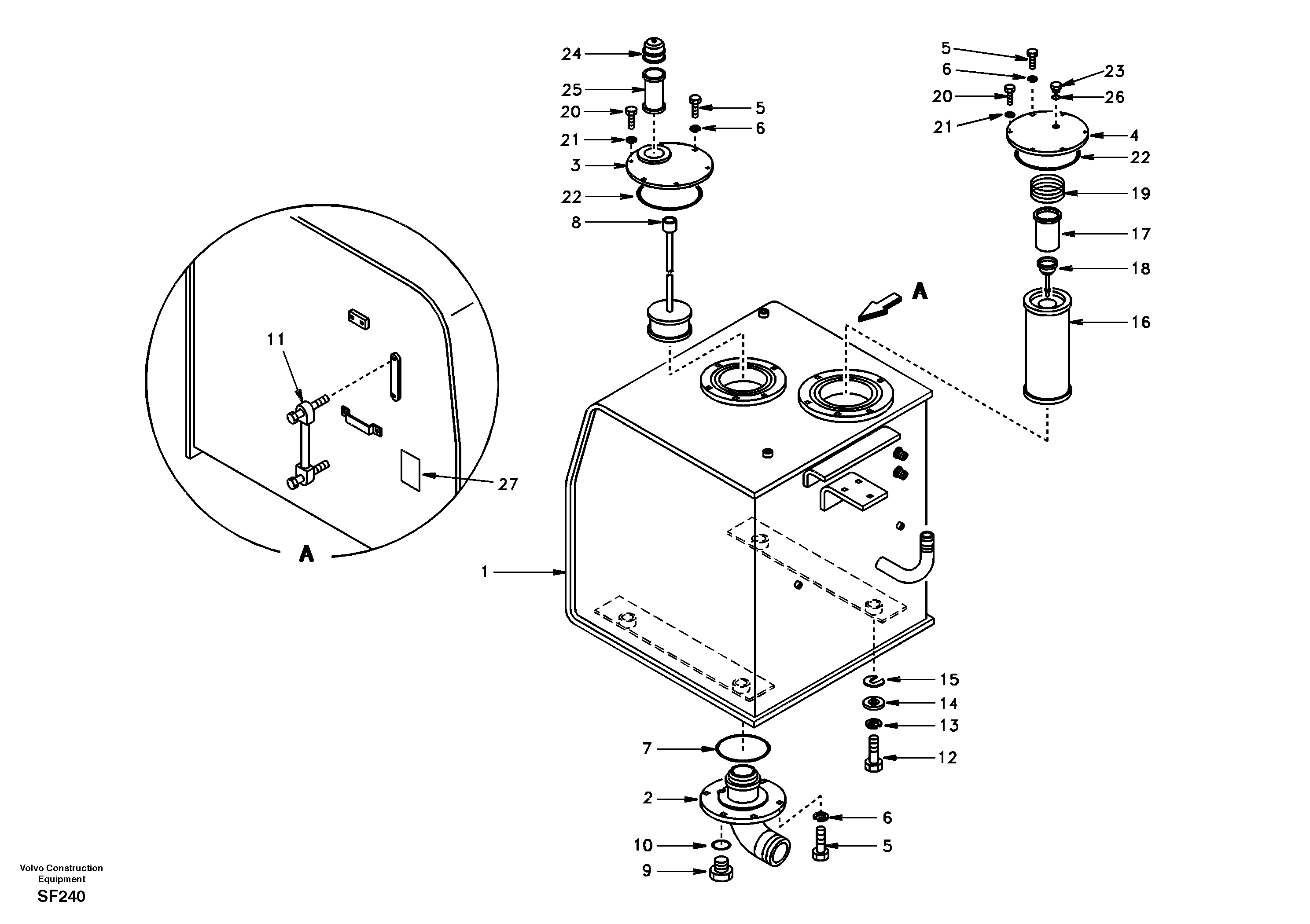 Схема запчастей Volvo EC460 - 100982 Гидробак 