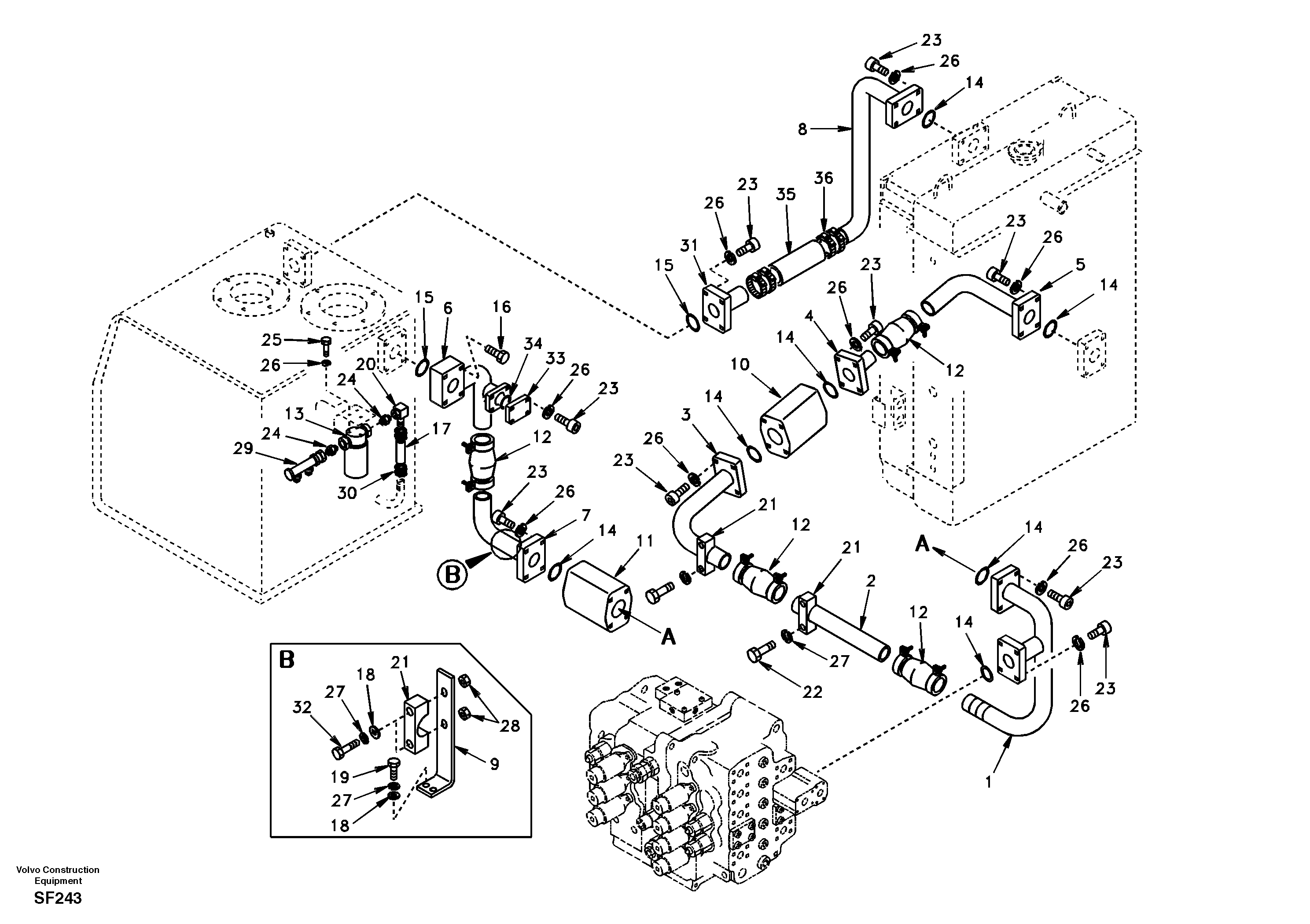 Схема запчастей Volvo EC460 - 13194 Hydraulic system, hydraulic tank to hydraulic oil cooler 