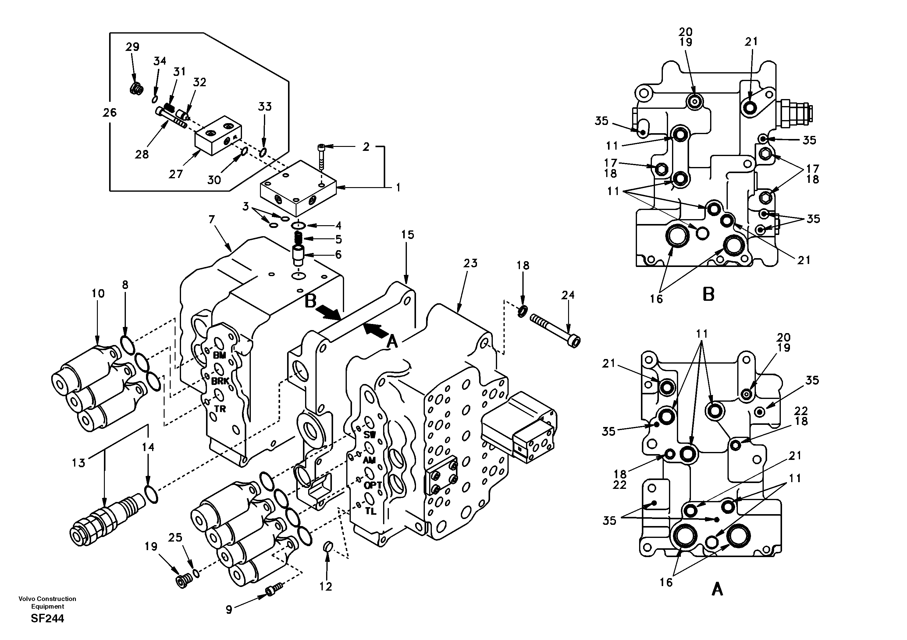 Схема запчастей Volvo EC460 - 40822 Control valve with fitting parts 