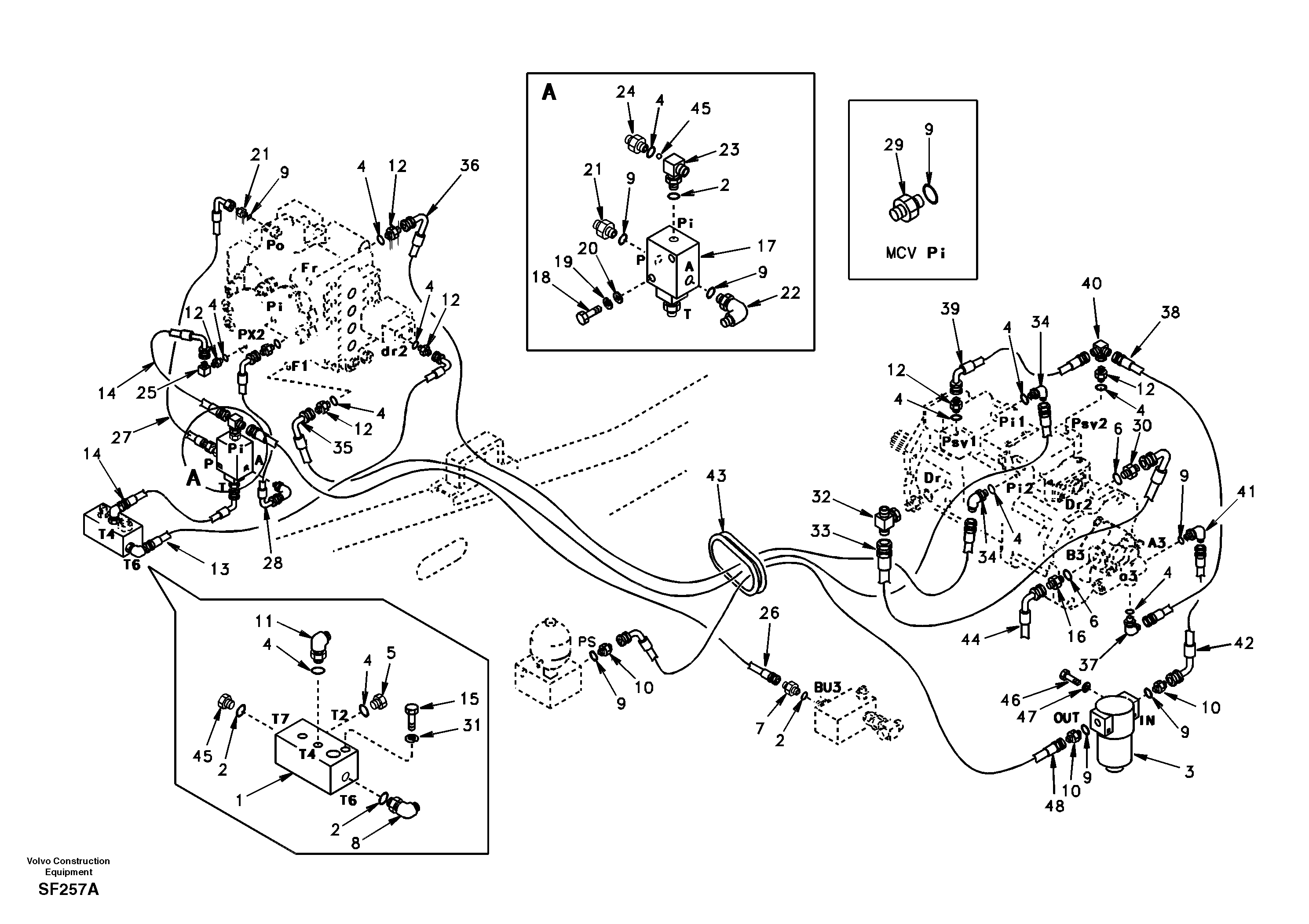 Схема запчастей Volvo EC460 - 81247 Servo system, pump to control valve 