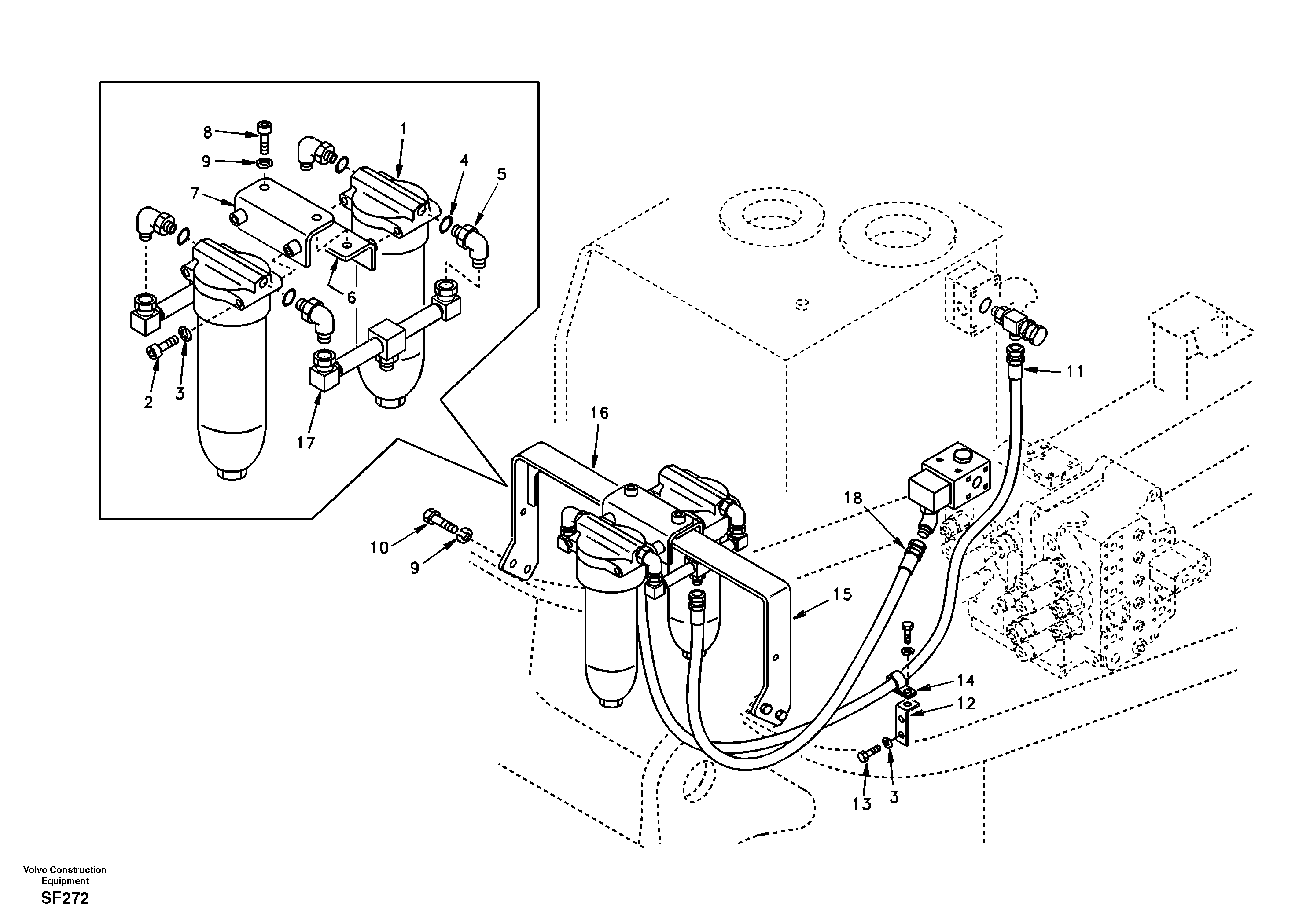 Схема запчастей Volvo EC460 - 48628 Working hydraulic, hammer and shear for return filter 