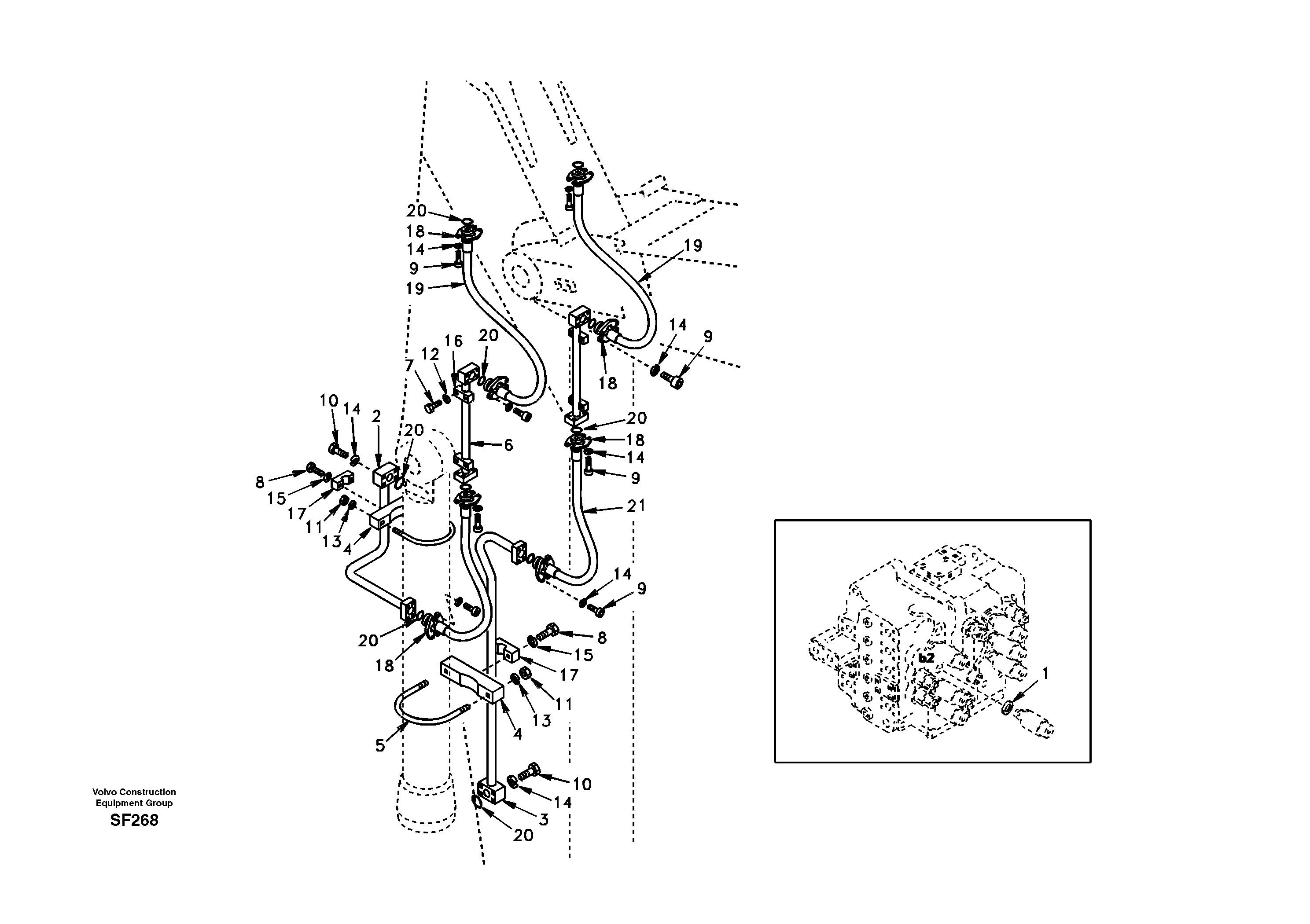 Схема запчастей Volvo EC460 - 76628 Working hydraulic, long dipper arm 