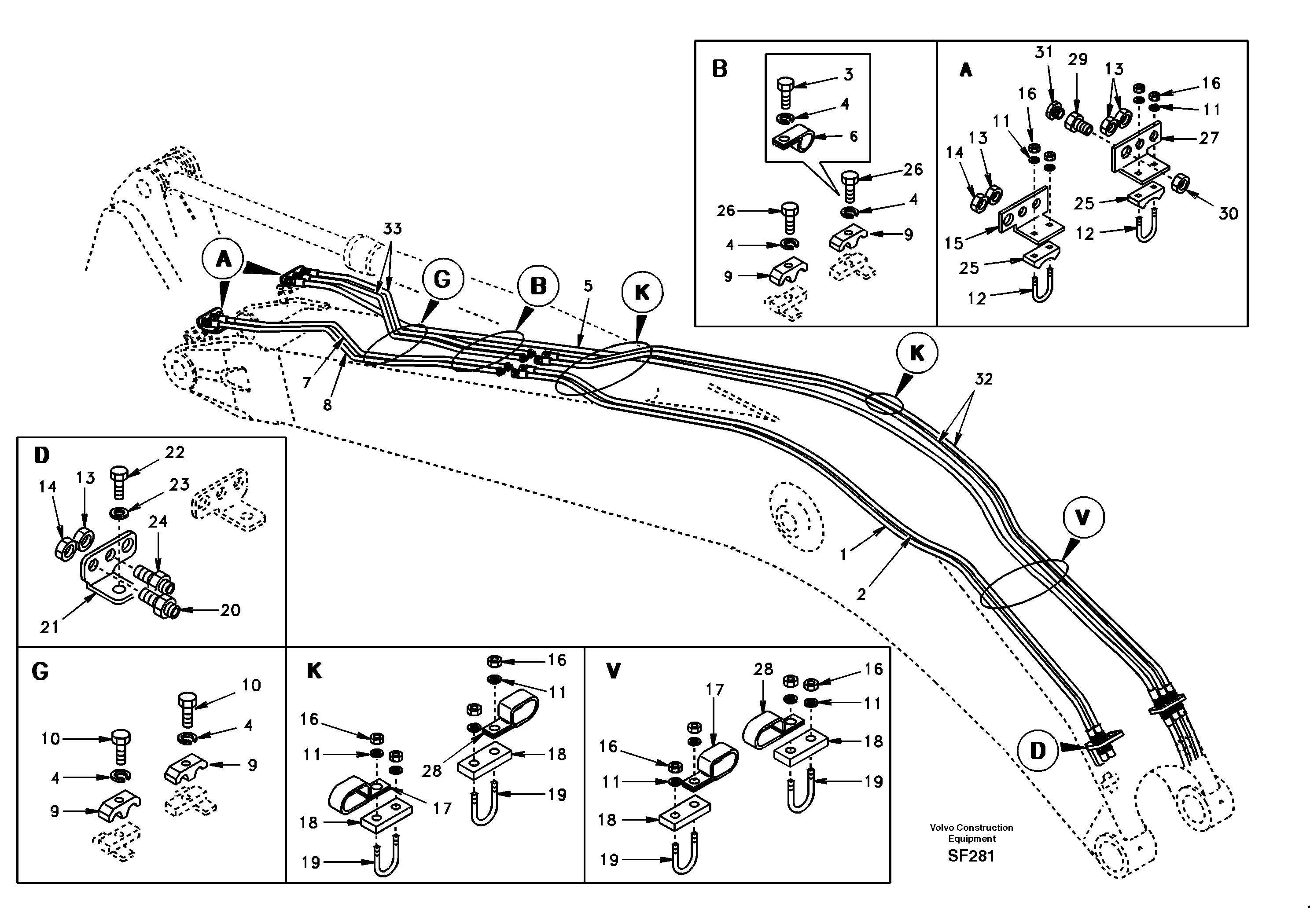 Схема запчастей Volvo EC460 - 37706 Quickfit and rotator hydraulic boom 