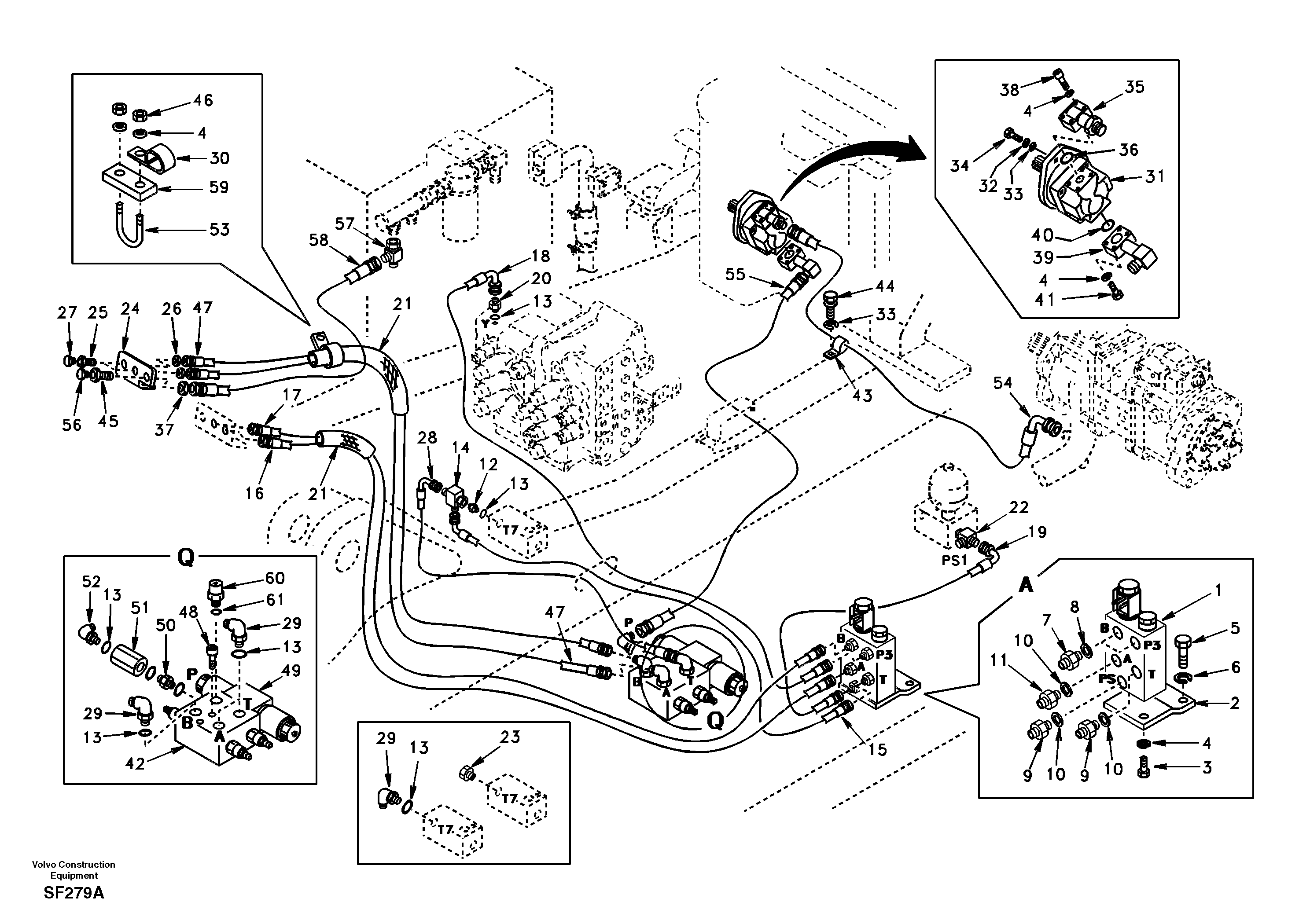 Схема запчастей Volvo EC460 - 6528 Quickfit and rotator hydraulic 