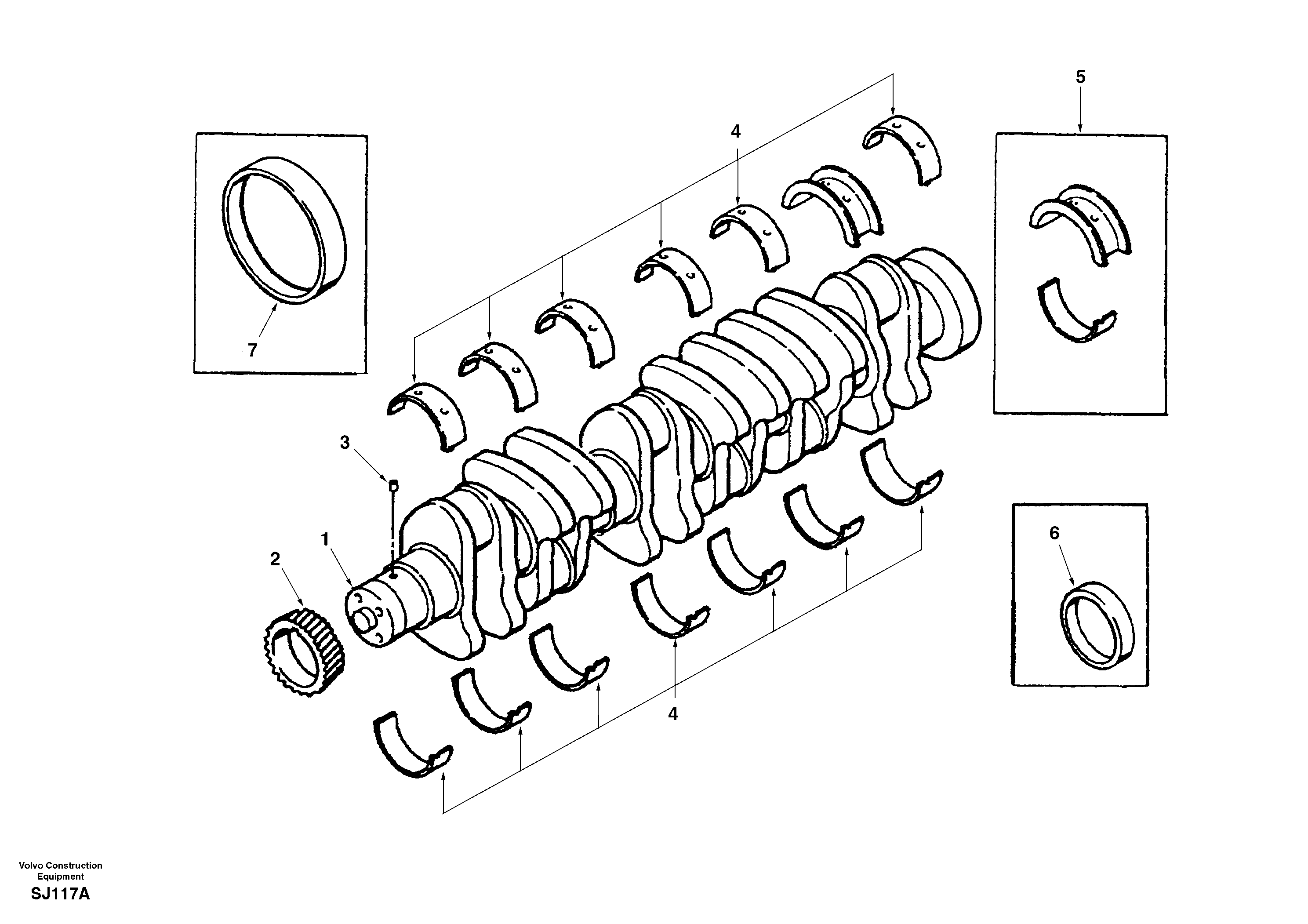 Схема запчастей Volvo EW170 & EW180 SER NO 3031- - 26057 Коленчатый вал (коленвал) 