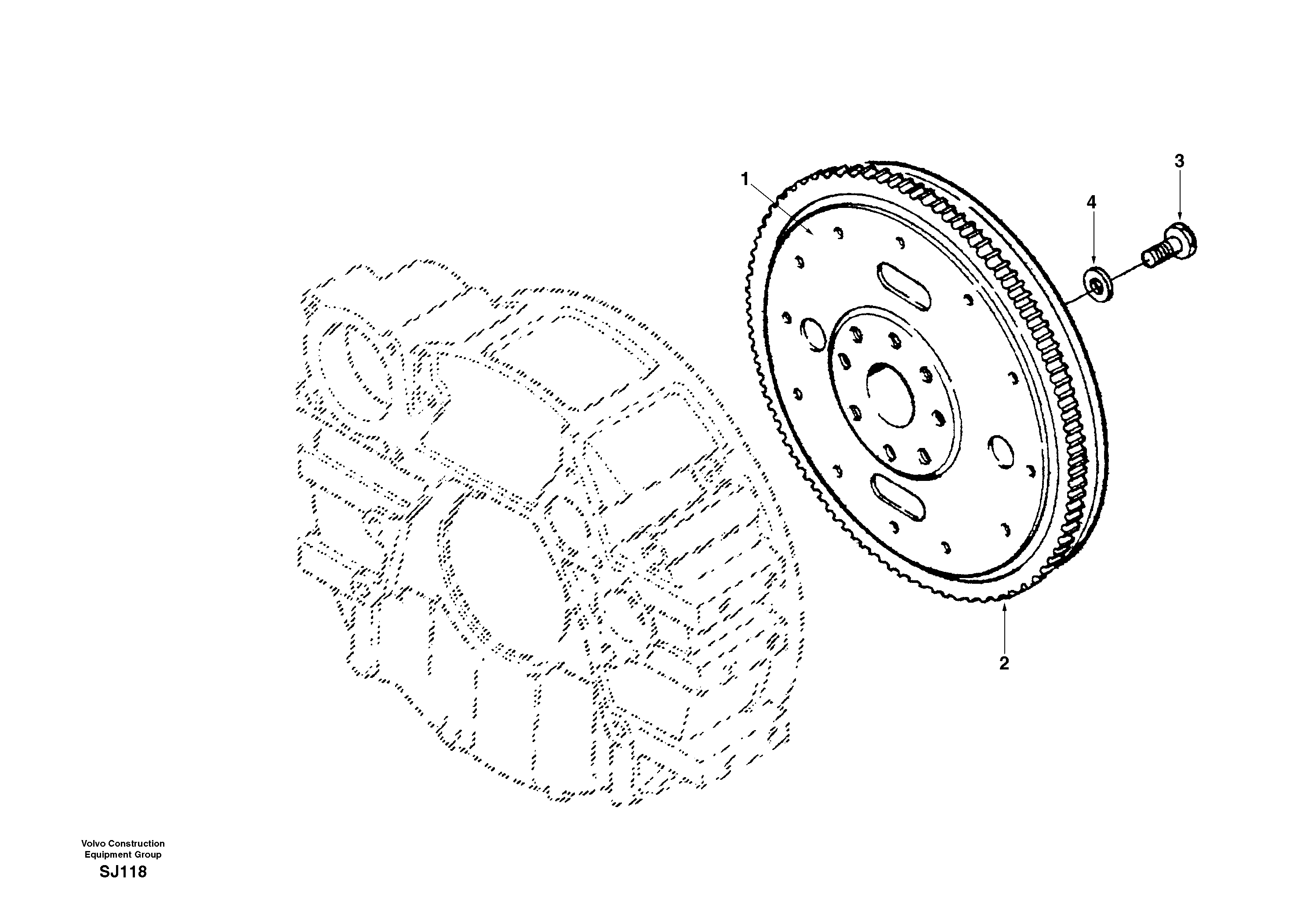 Схема запчастей Volvo EW170 & EW180 SER NO 3031- - 35845 Маховик 