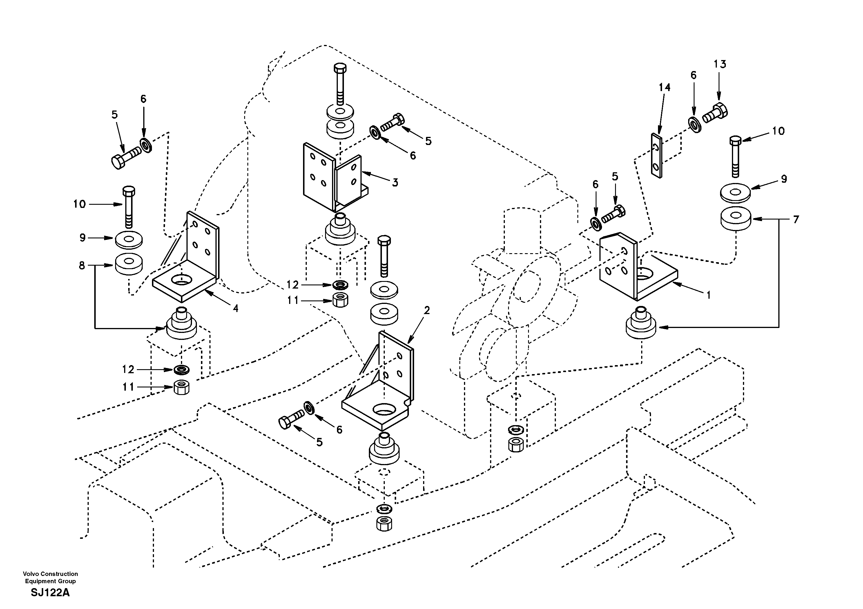 Схема запчастей Volvo EW170 & EW180 SER NO 3031- - 101589 Engine mount 