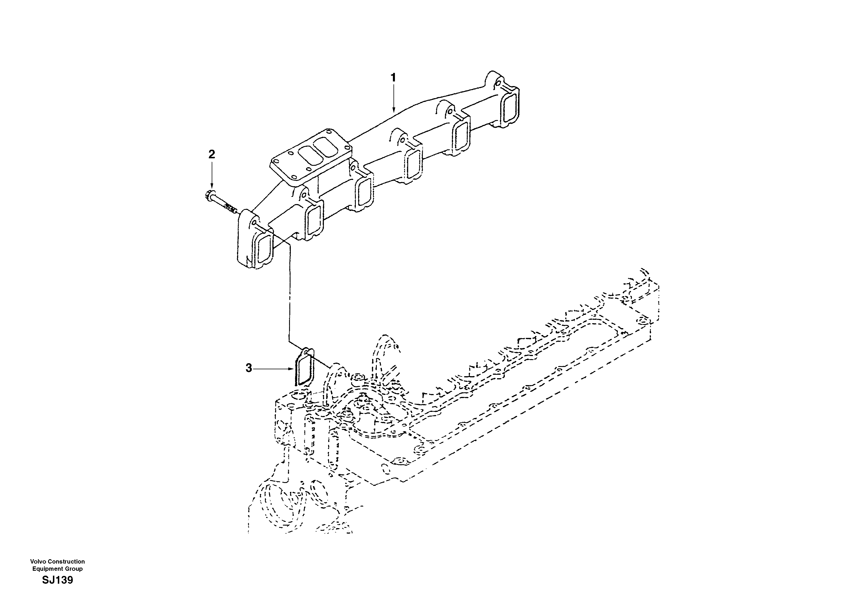 Схема запчастей Volvo EW170 & EW180 SER NO 3031- - 26329 Коллектор (труба) выпускной 