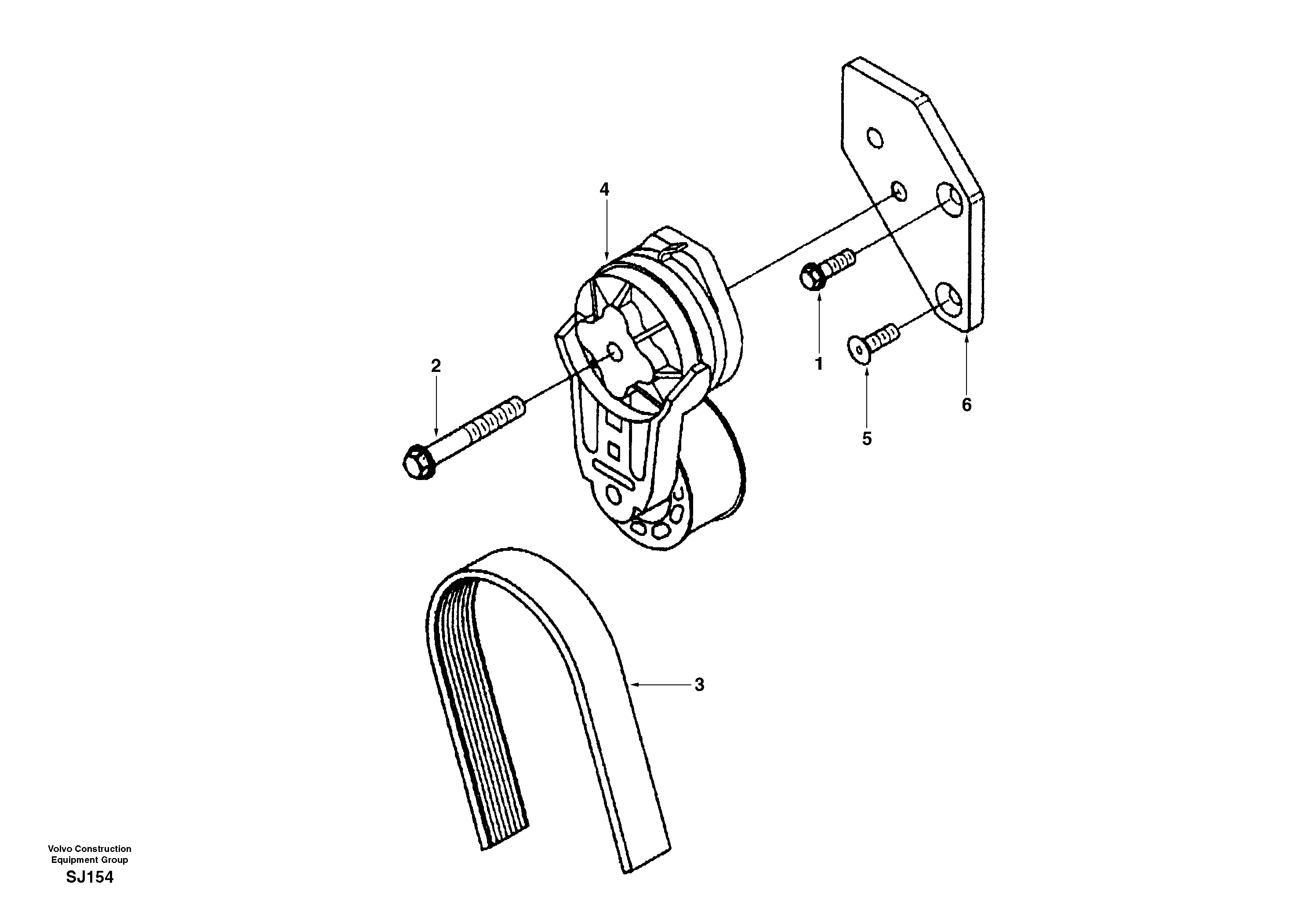 Схема запчастей Volvo EW170 & EW180 SER NO 3031- - 33197 Automatic belt tensioner with fitting parts 