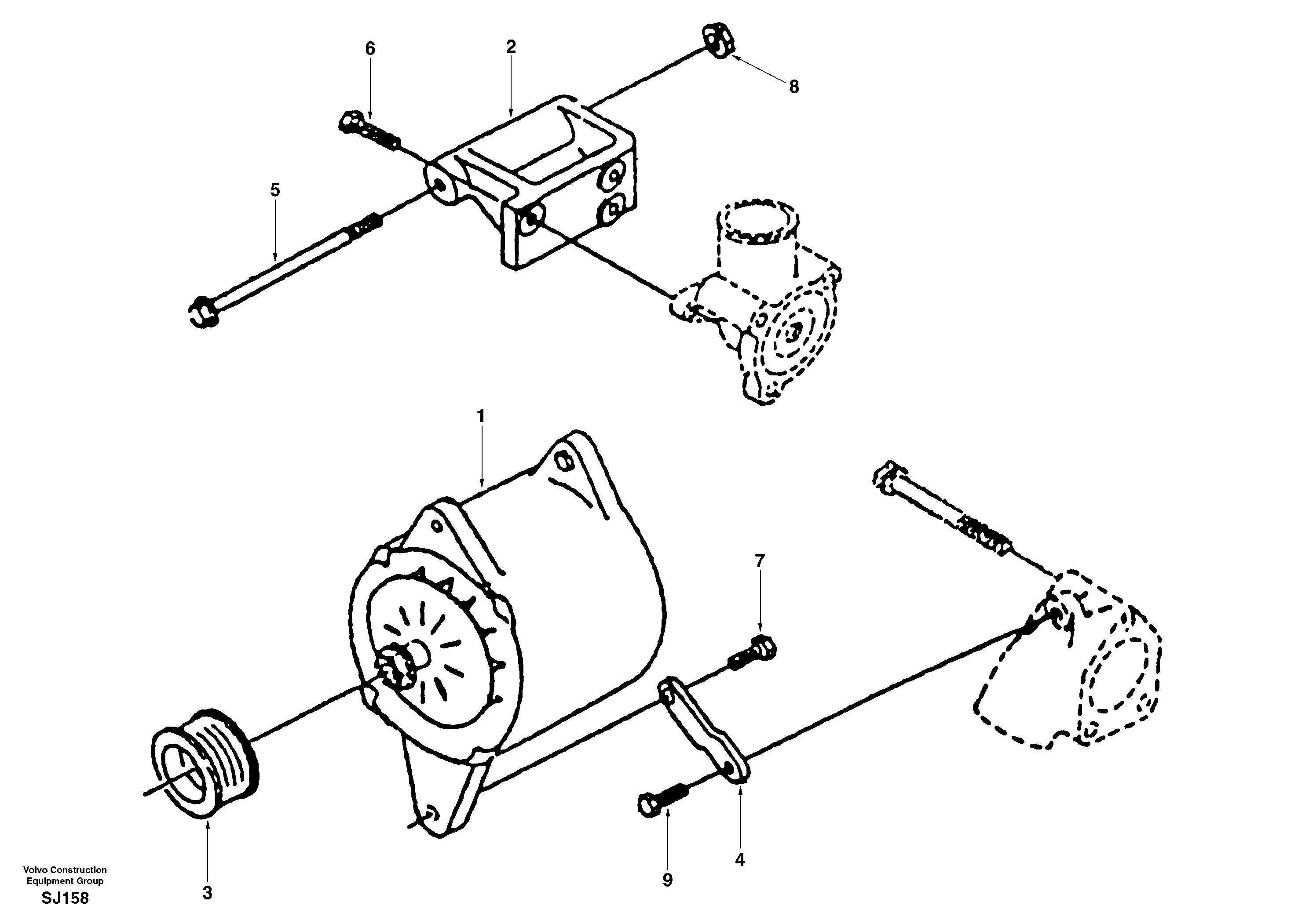 Схема запчастей Volvo EW170 & EW180 SER NO 3031- - 51125 Alternator with assembling details 