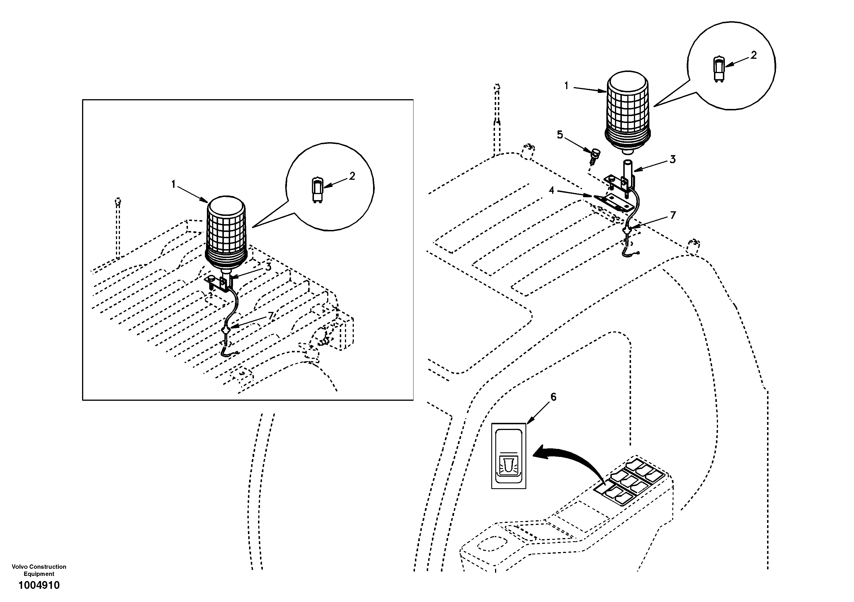 Схема запчастей Volvo EW170 & EW180 SER NO 3031- - 23781 Rotating beacon 