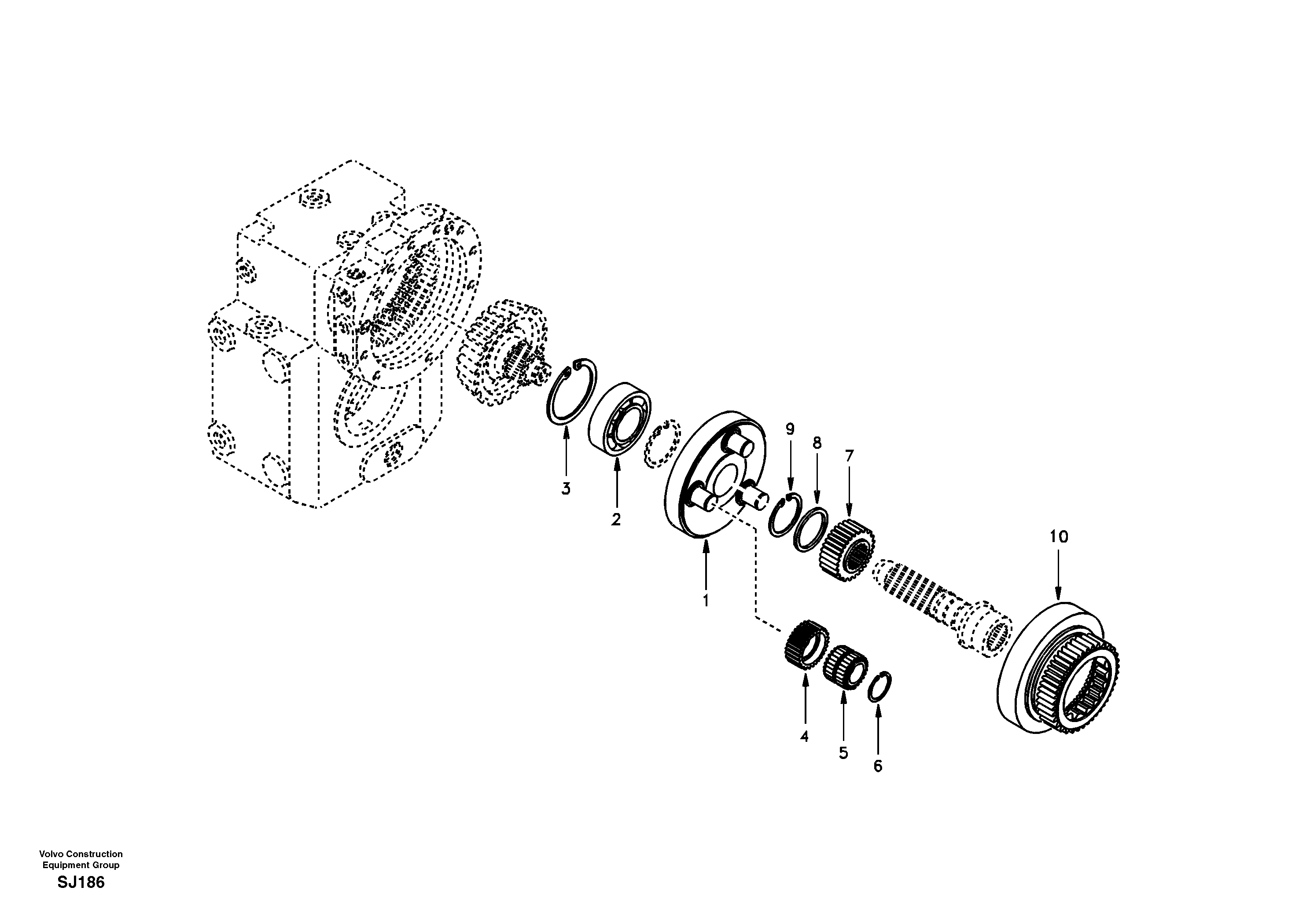 Схема запчастей Volvo EW170 & EW180 SER NO 3031- - 16751 Planetary drive 