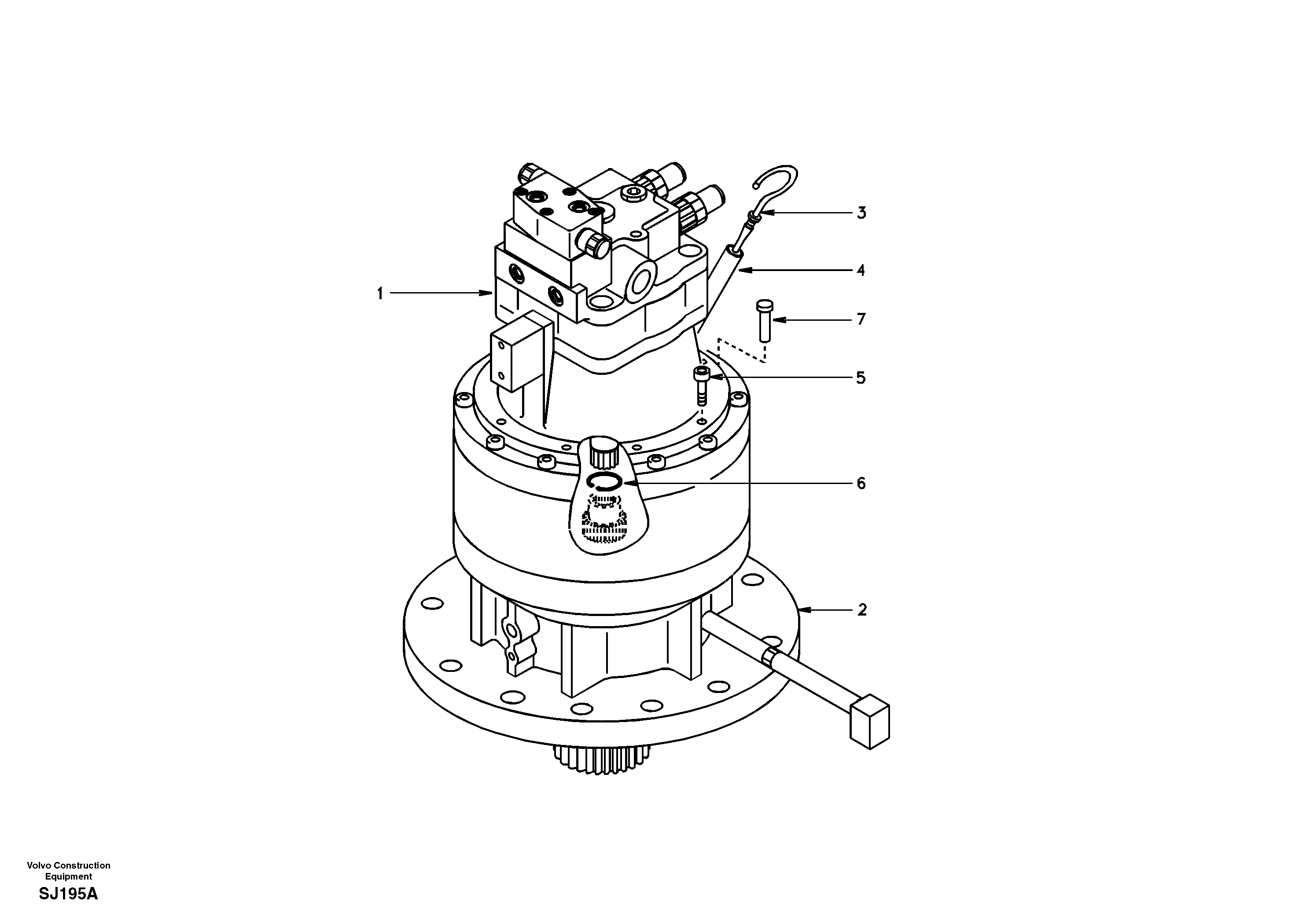 Схема запчастей Volvo EW170 & EW180 SER NO 3031- - 19373 Swing motor with mounting parts 