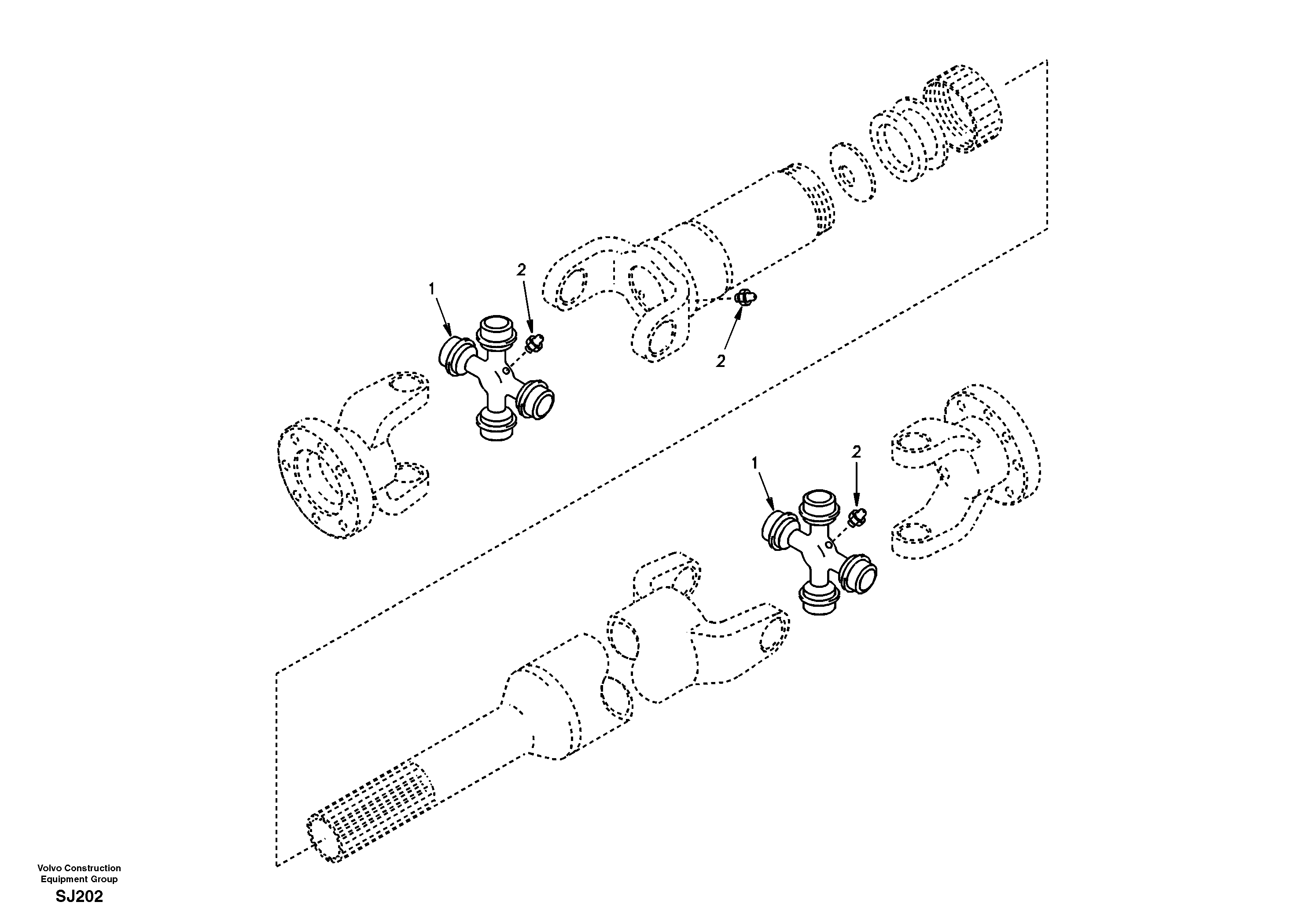 Схема запчастей Volvo EW170 & EW180 SER NO 3031- - 28703 Propeller shaft, rear 