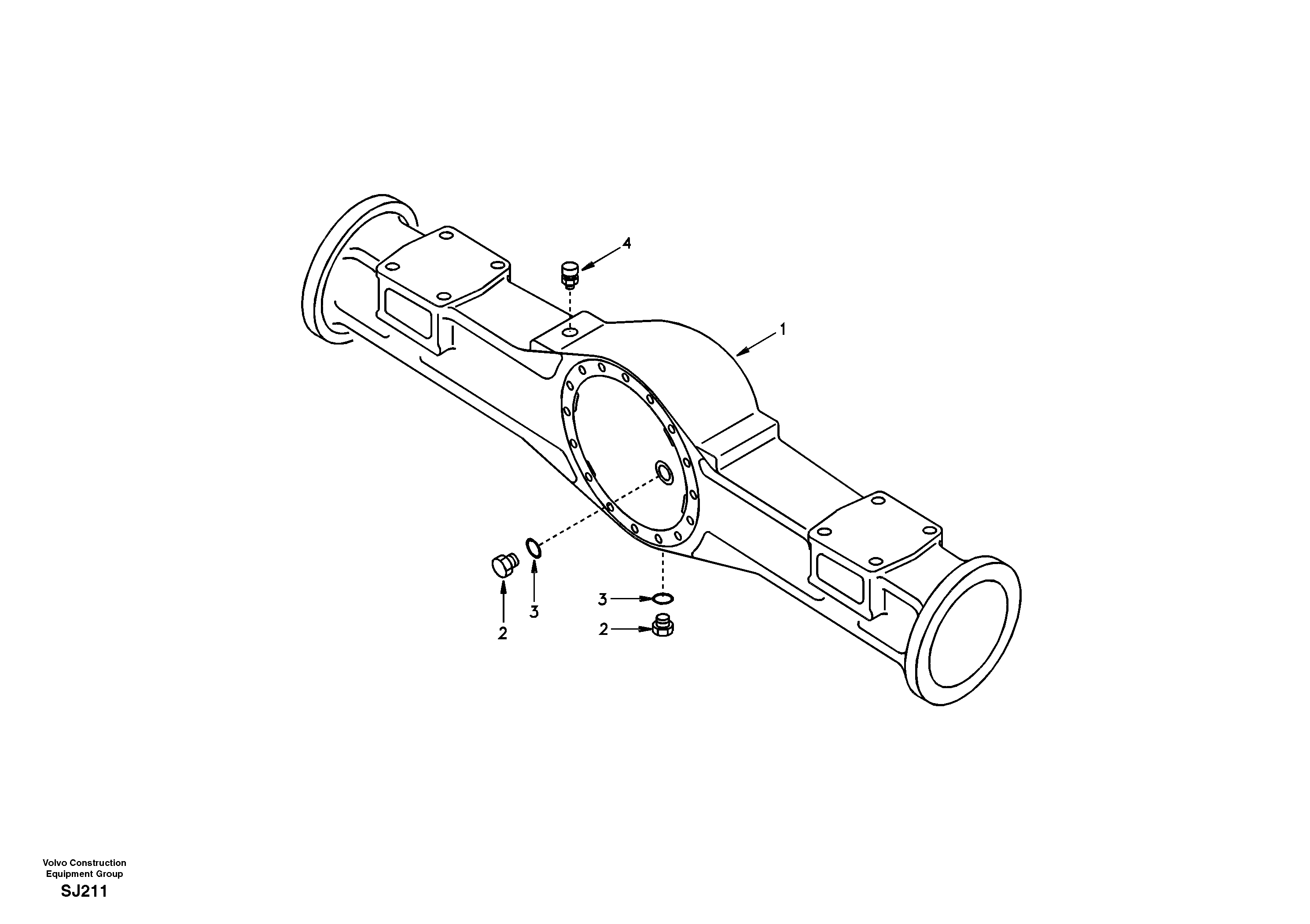 Схема запчастей Volvo EW170 & EW180 SER NO 3031- - 28707 Картер (корпус) заднего моста 