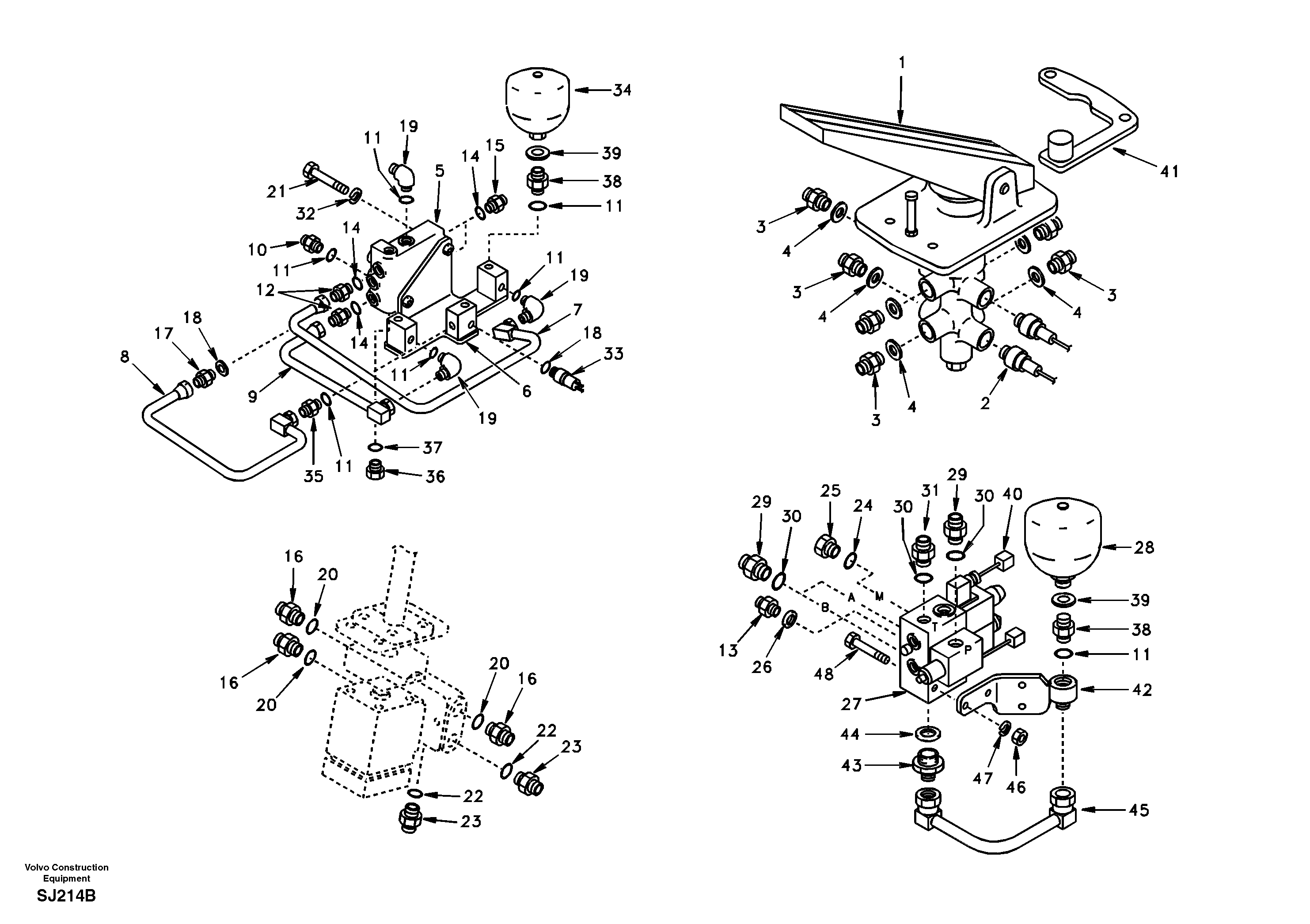 Схема запчастей Volvo EW170 & EW180 SER NO 3031- - 47893 Hydraulic system, upper brake line 