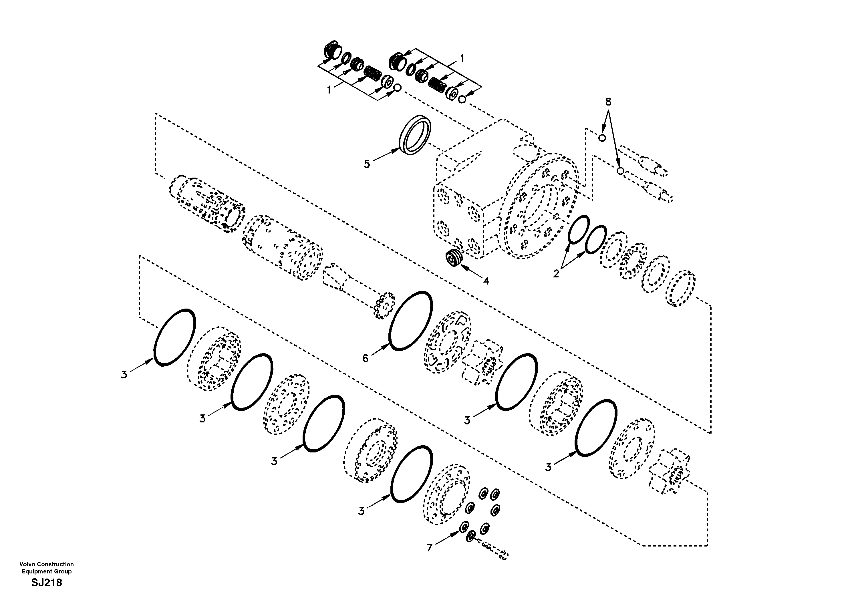 Схема запчастей Volvo EW170 & EW180 SER NO 3031- - 40728 Steering unit 