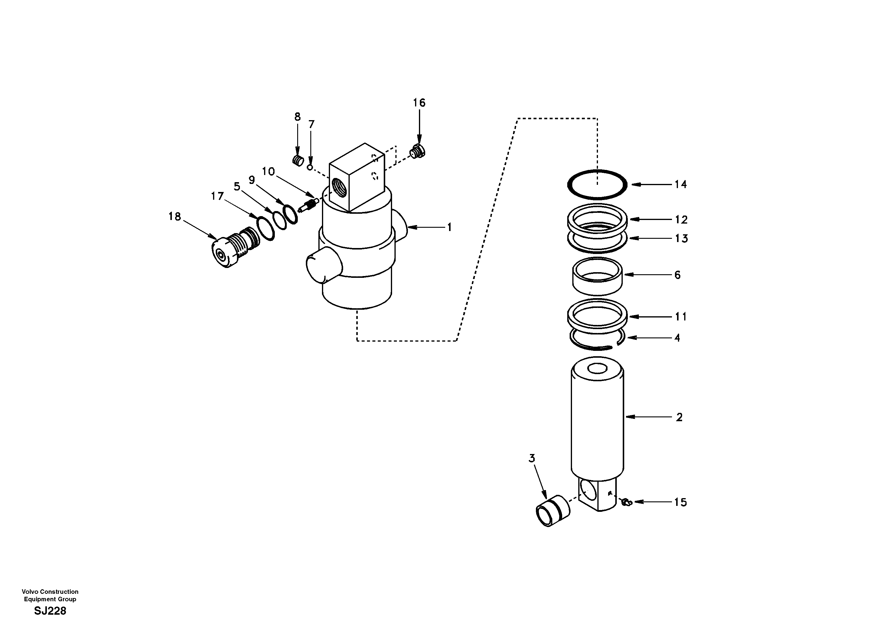 Схема запчастей Volvo EW170 & EW180 SER NO 3031- - 94295 Axle locking cylinder 