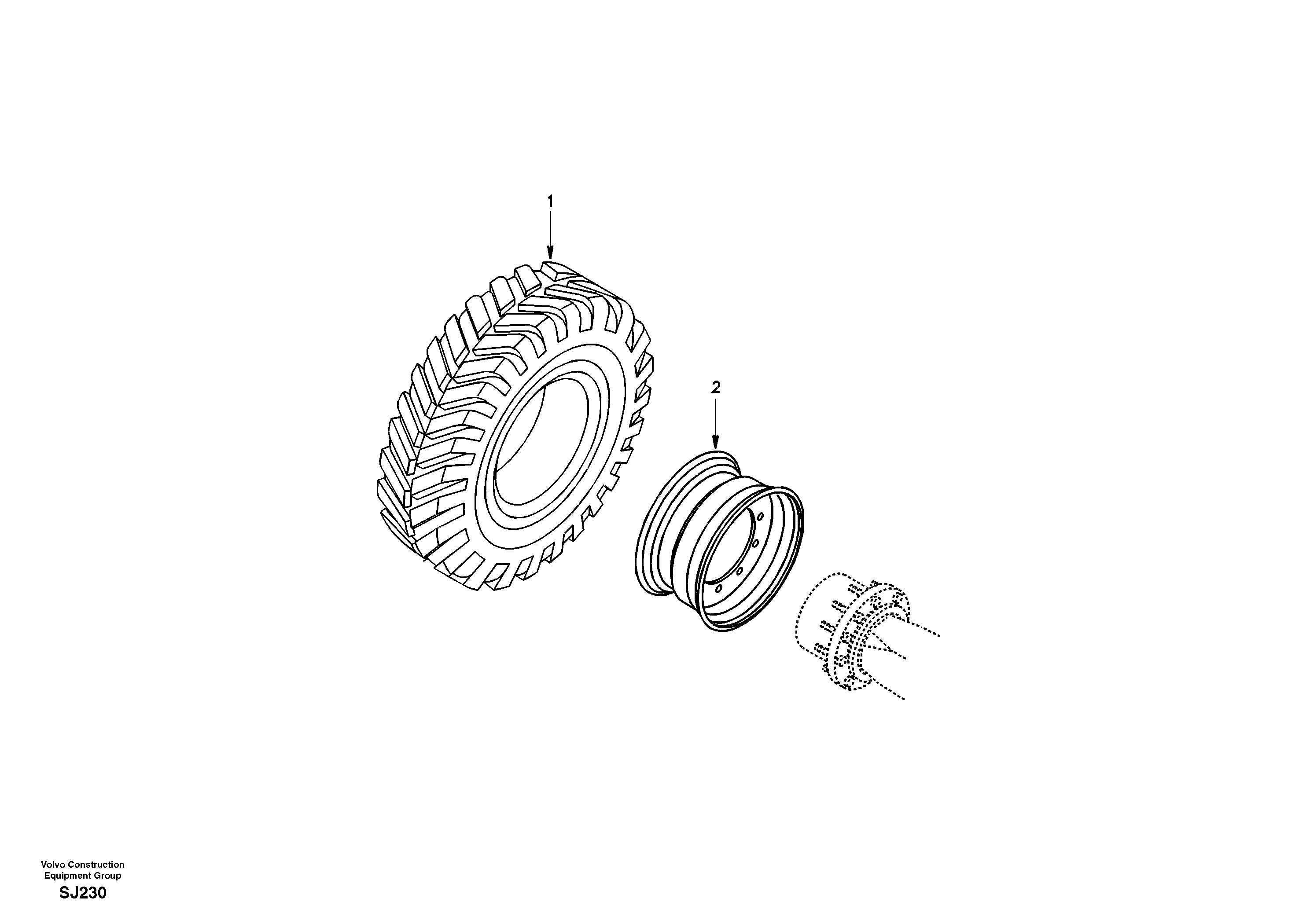 Схема запчастей Volvo EW170 & EW180 SER NO 3031- - 28716 Wheel and tire 