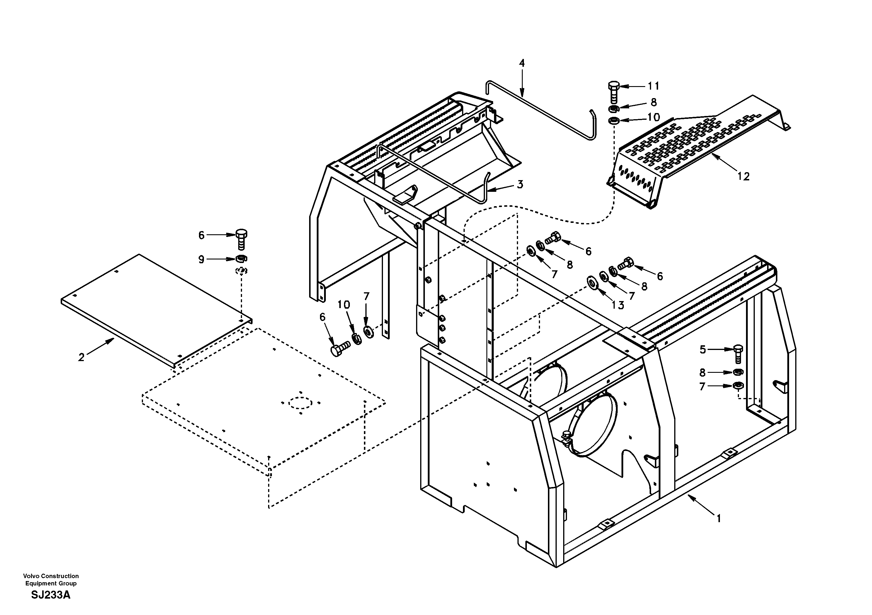 Схема запчастей Volvo EW170 & EW180 SER NO 3031- - 20943 Cowl frame, cover and hood 