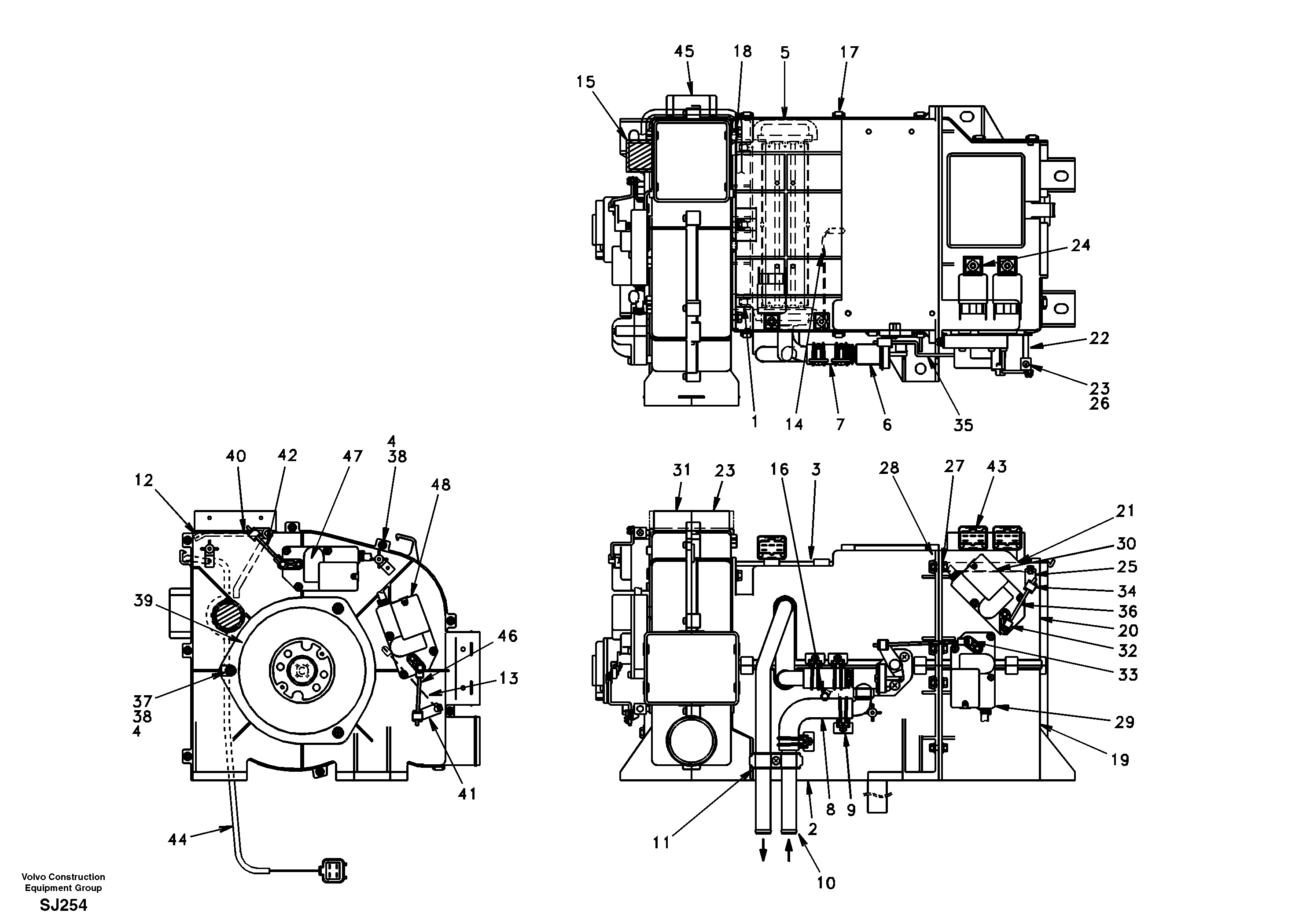 Схема запчастей Volvo EW170 & EW180 SER NO 3031- - 18596 Heating unit 