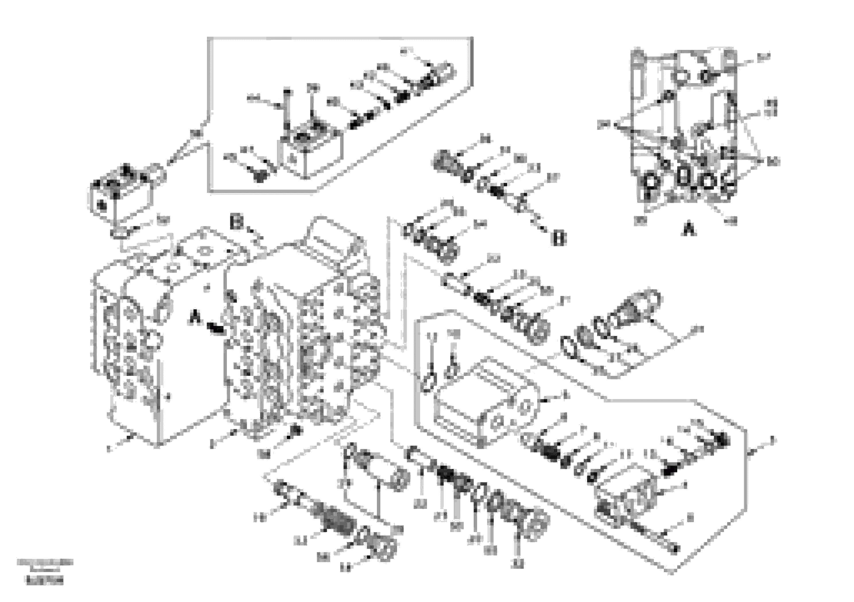 Схема запчастей Volvo EW170 & EW180 SER NO 3031- - 96136 Main control valve, relief valve and dipper arm holding 