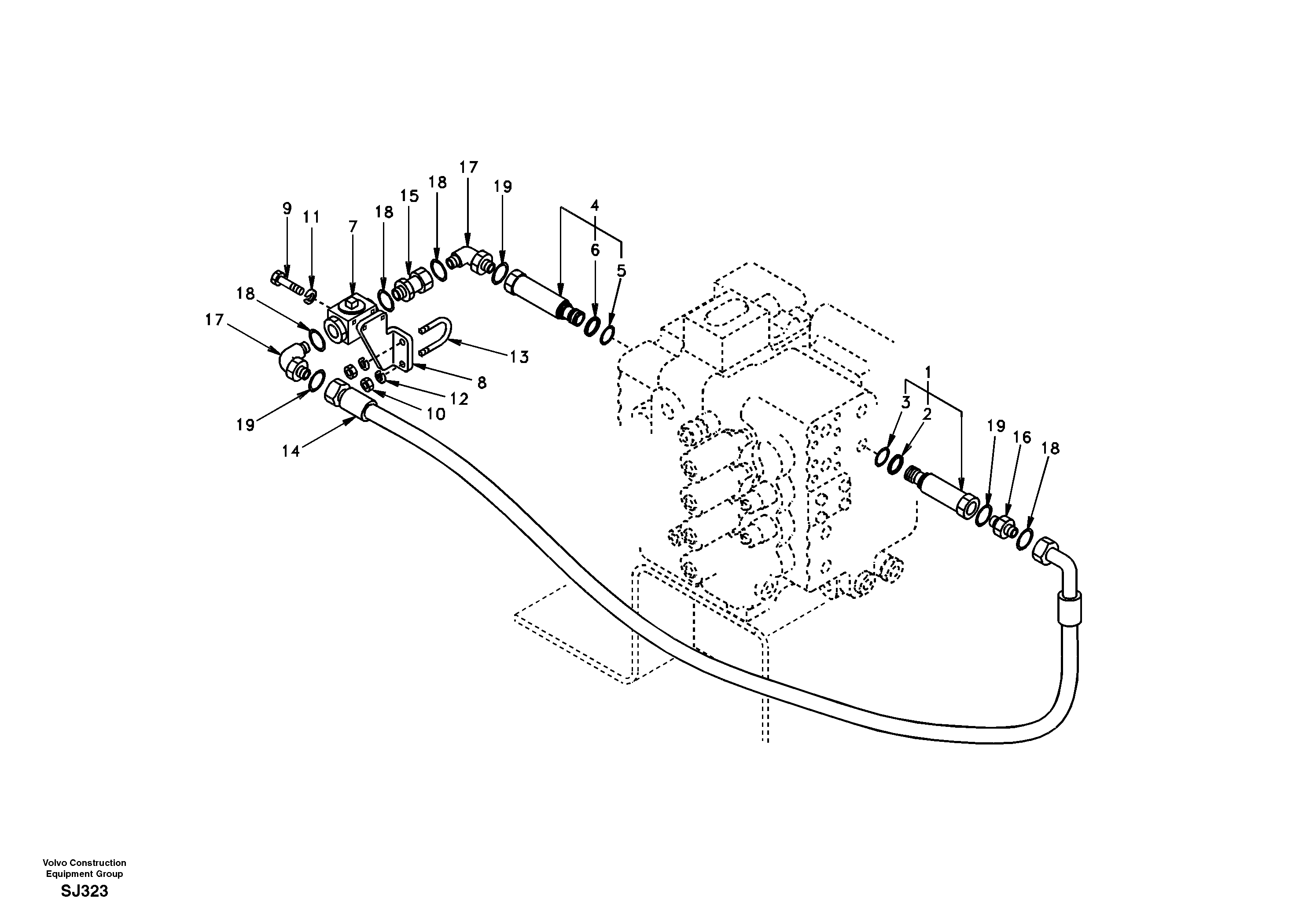 Схема запчастей Volvo EW170 & EW180 SER NO 3031- - 39530 Working hydraulic, hammer and shear for 2nd pump flow 