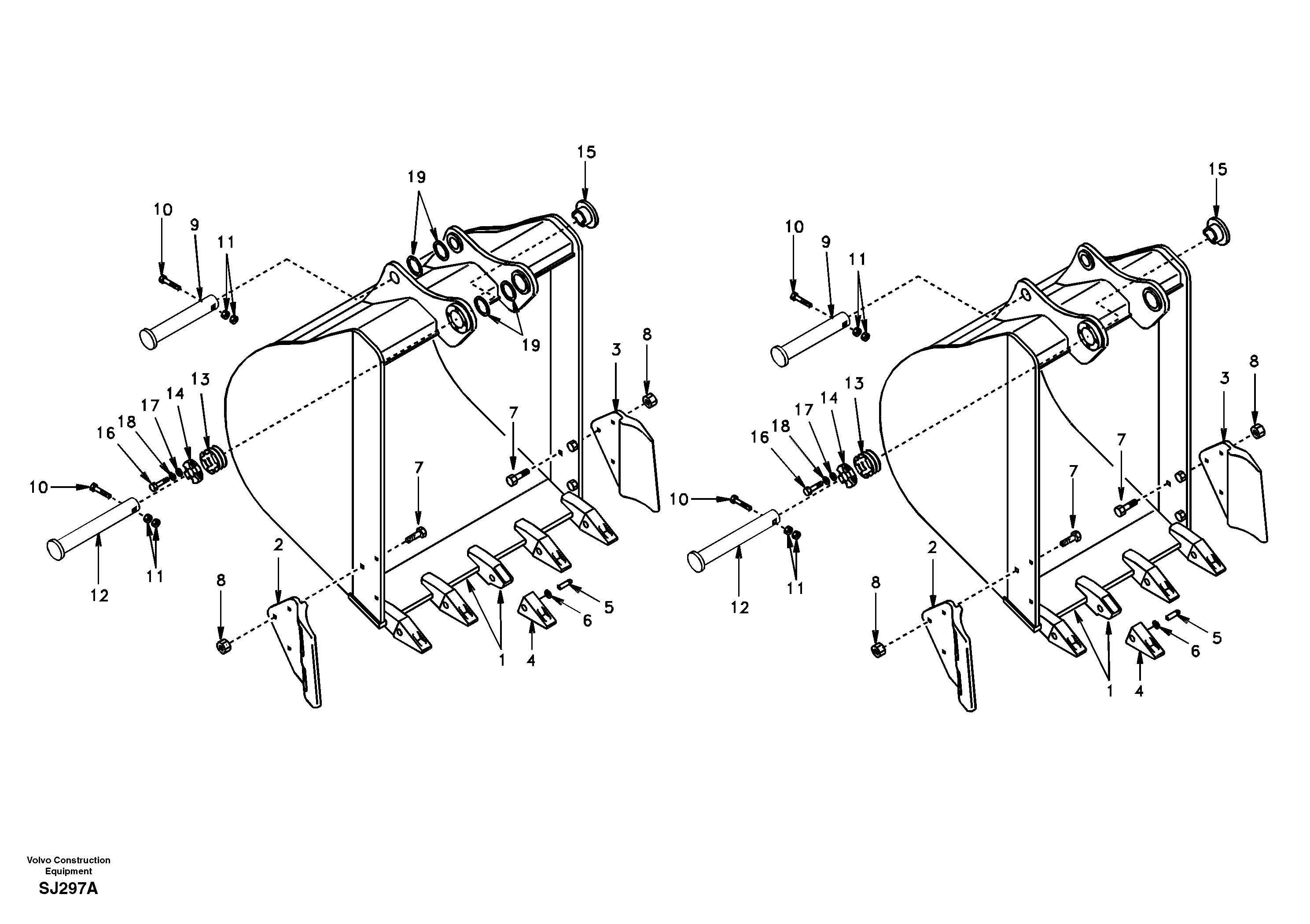 Схема запчастей Volvo EW170 & EW180 SER NO 3031- - 27940 Ковш 