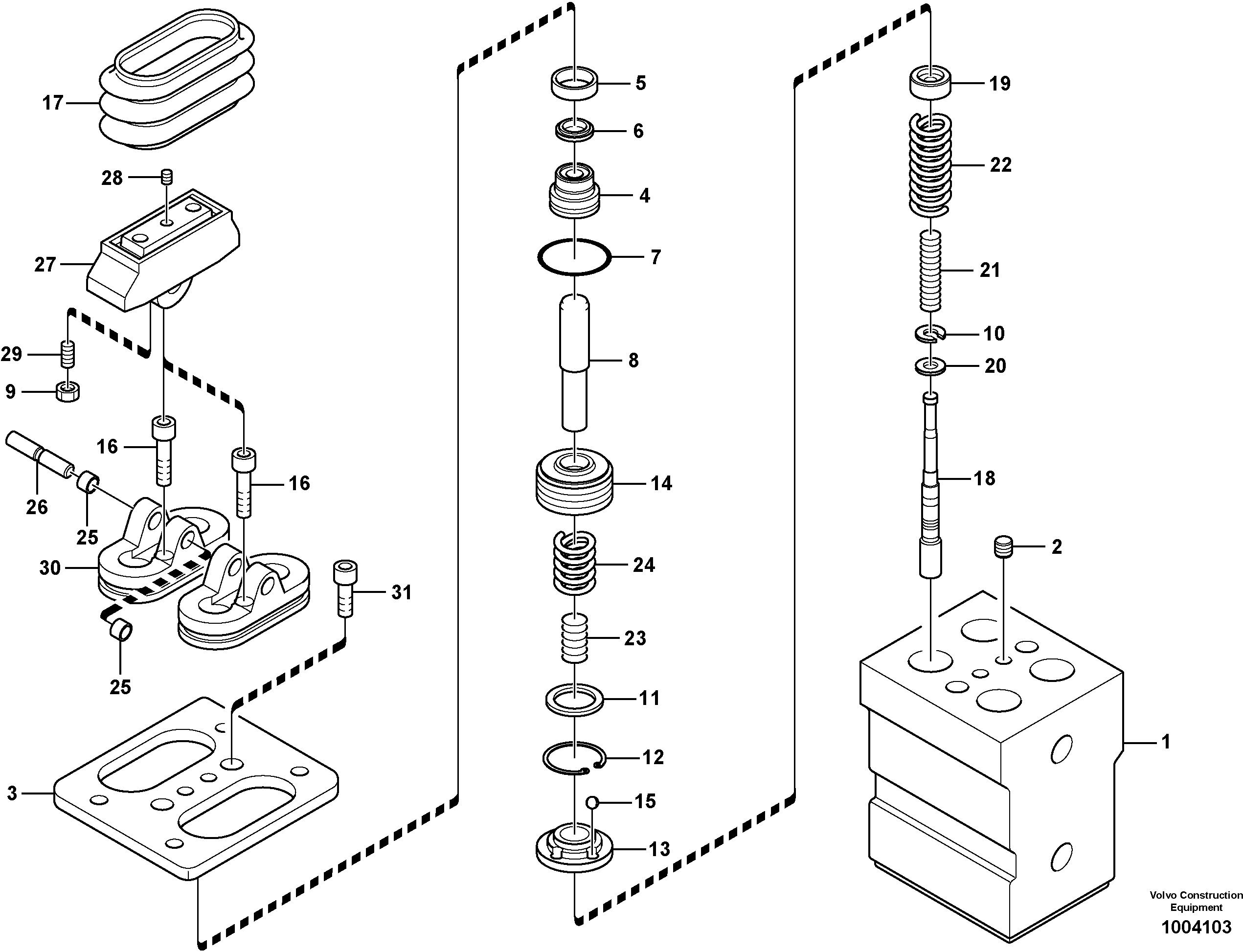 Схема запчастей Volvo ECR305C - 102241 Remote control valve pedal, travel motor ECR305C