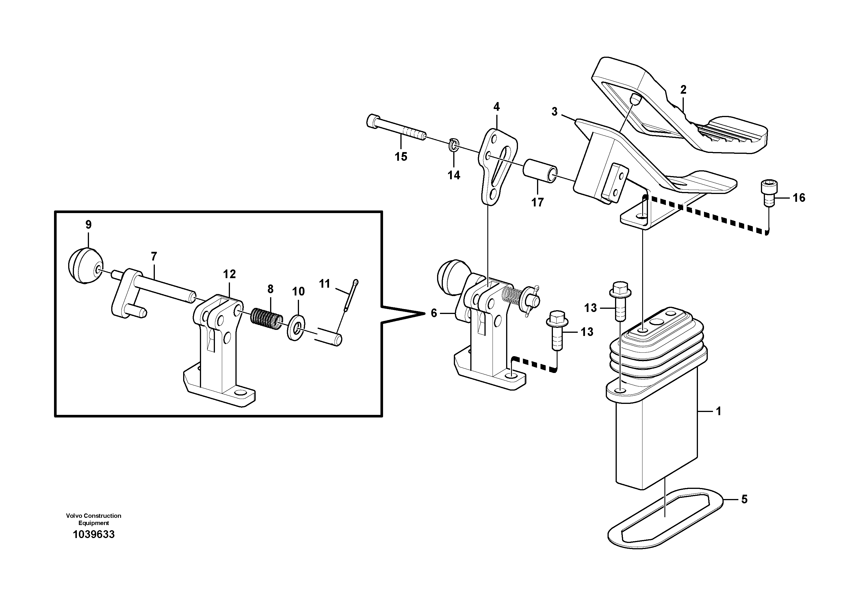 Схема запчастей Volvo ECR305C - 92859 Working hydraulic, remote control valve pedal for hammer and shear ECR305C