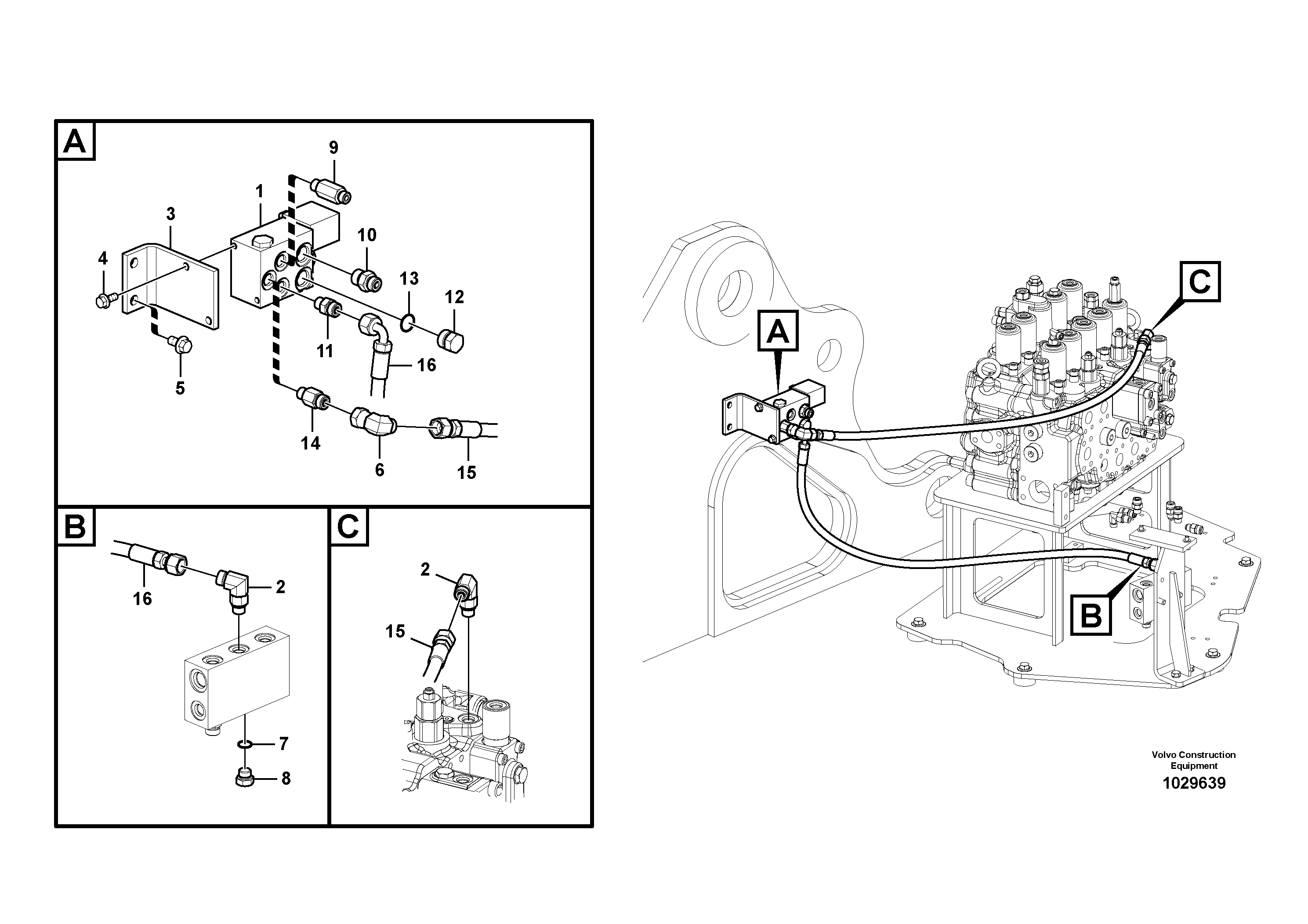 Схема запчастей Volvo ECR305C - 51700 Working hydraulic, quick fit on upper frame ECR305C