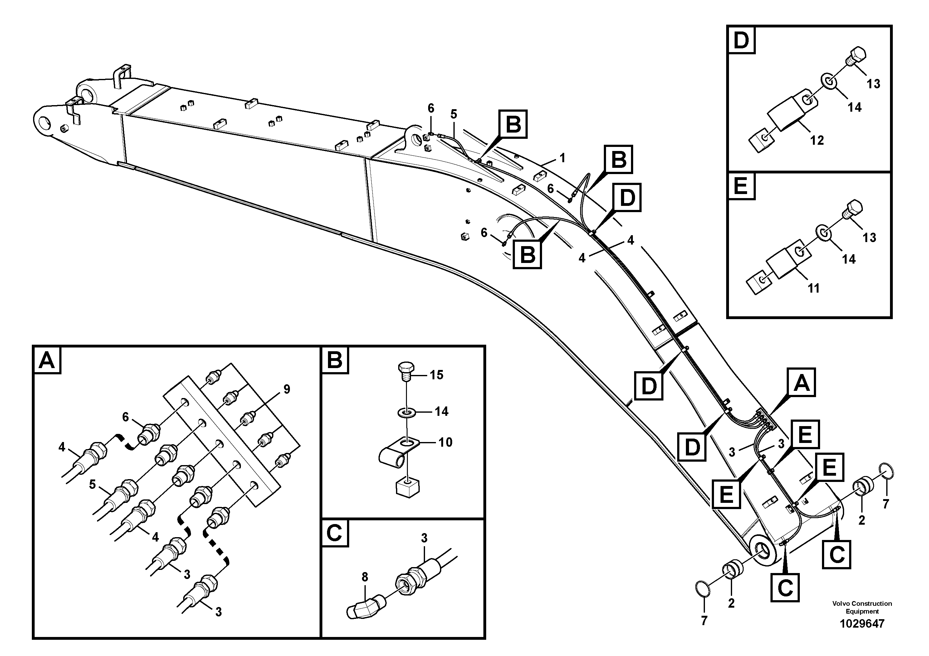 Схема запчастей Volvo ECR305C - 86588 Boom and grease piping ECR305C