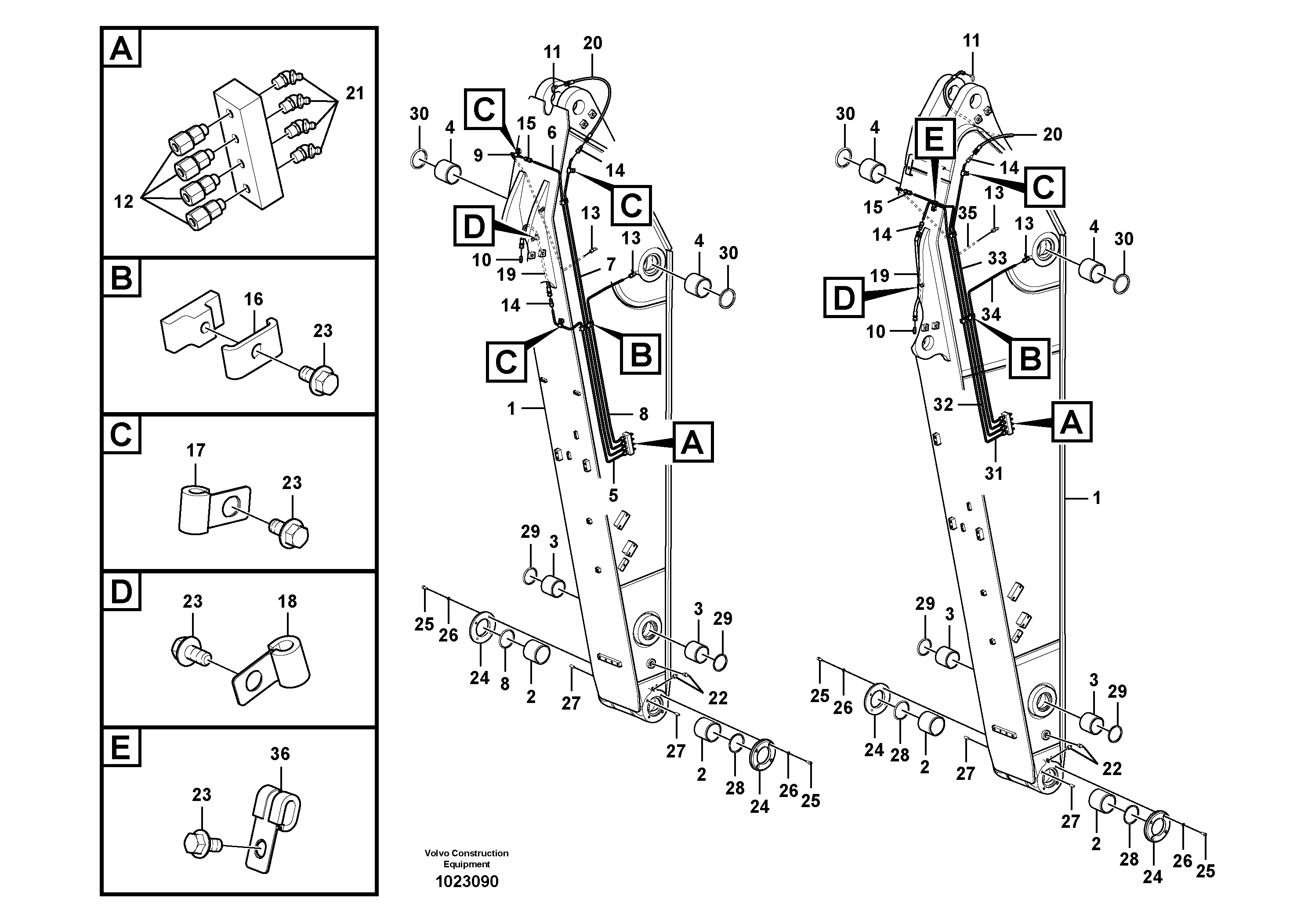 Схема запчастей Volvo ECR305C - 42273 Dipper arm and grease piping with piping seat ECR305C