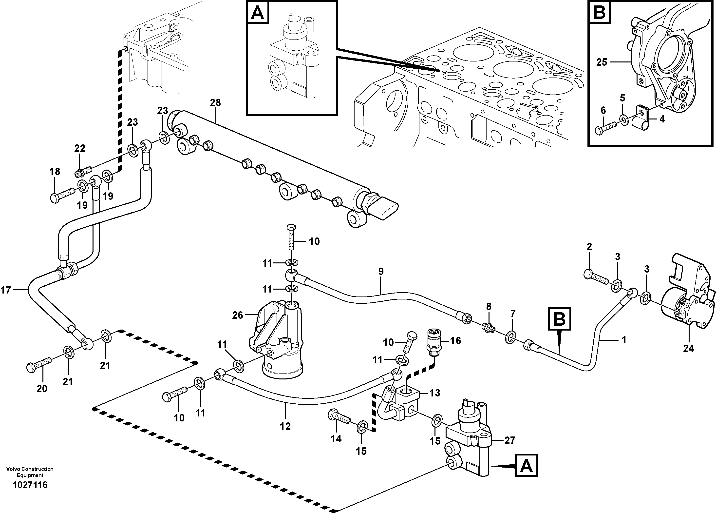 Схема запчастей Volvo ECR305C - 71614 Fuel pipes, fuel pump ECR305C