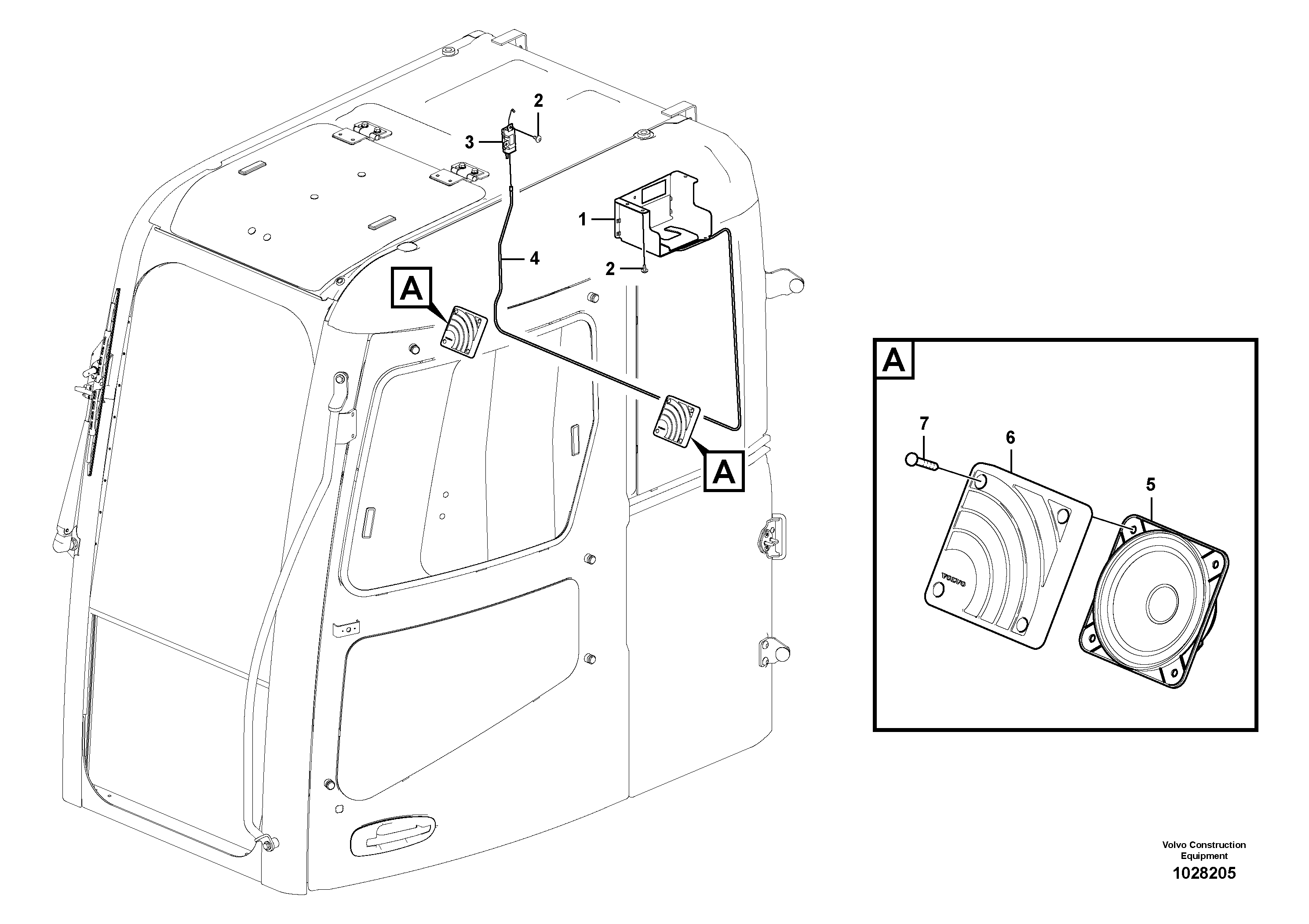 Схема запчастей Volvo ECR305C - 55061 Cable harness for radio ECR305C