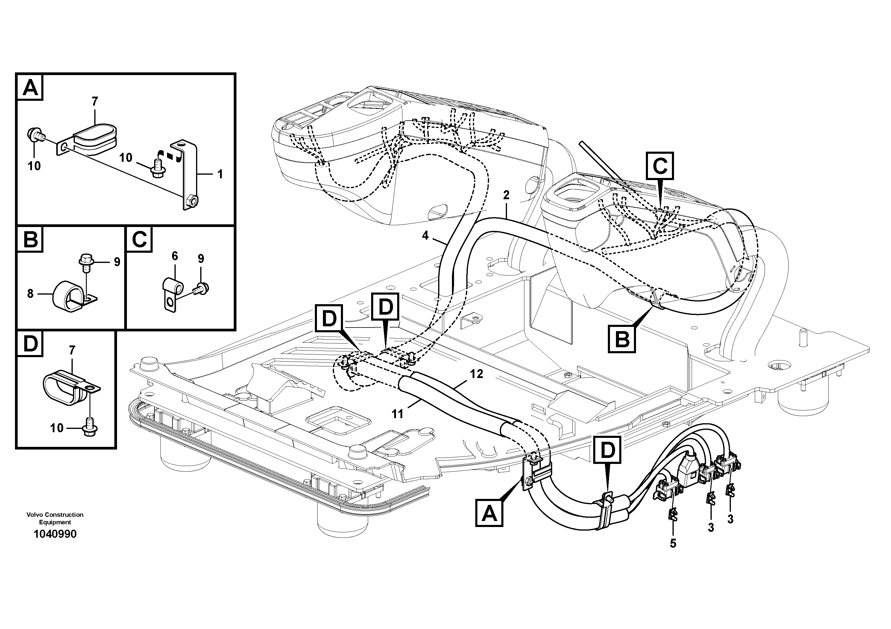 Схема запчастей Volvo ECR305C - 96192 Cable and wire harness, instrument panel ECR305C